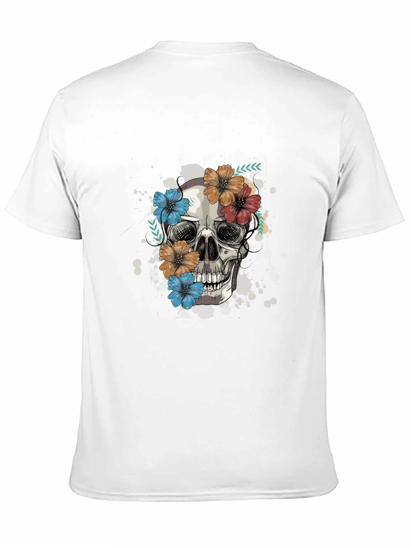 Black Skull & Floral Graphic Tee view 11
