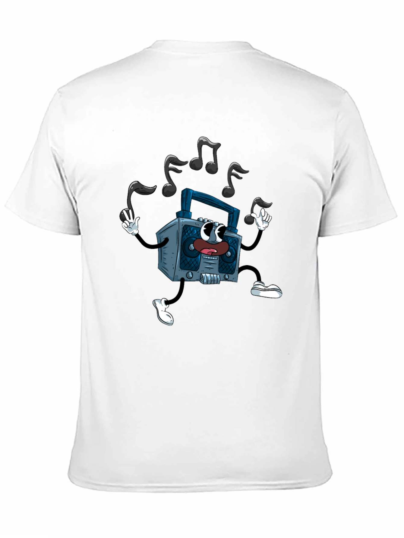 Black Retro Cartoon Boombox Graphic Tee view 11