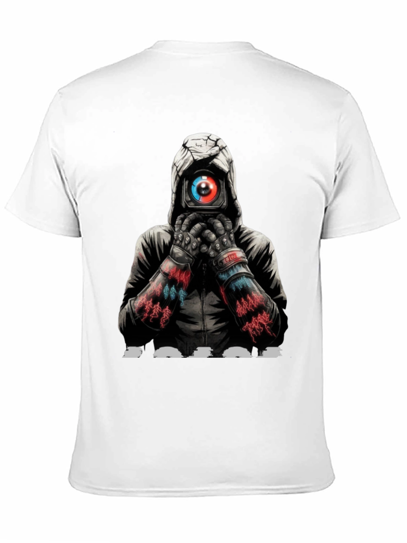 Black Cyberpunk Camera Eye Graphic Black T-Shirt view 11