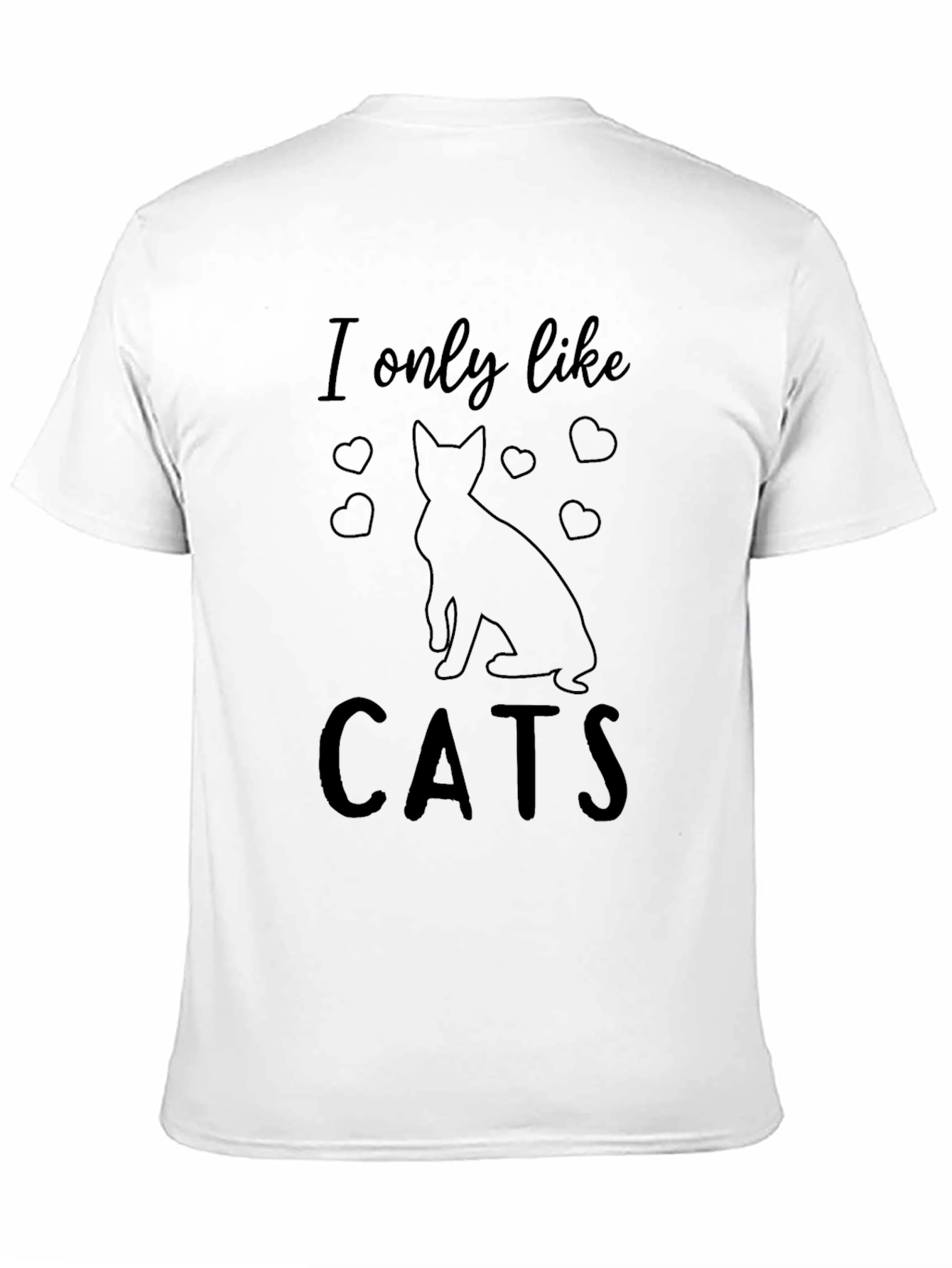 Black I Only Like Cats Graphic Tee - Unisex Black T-Shirt view 11