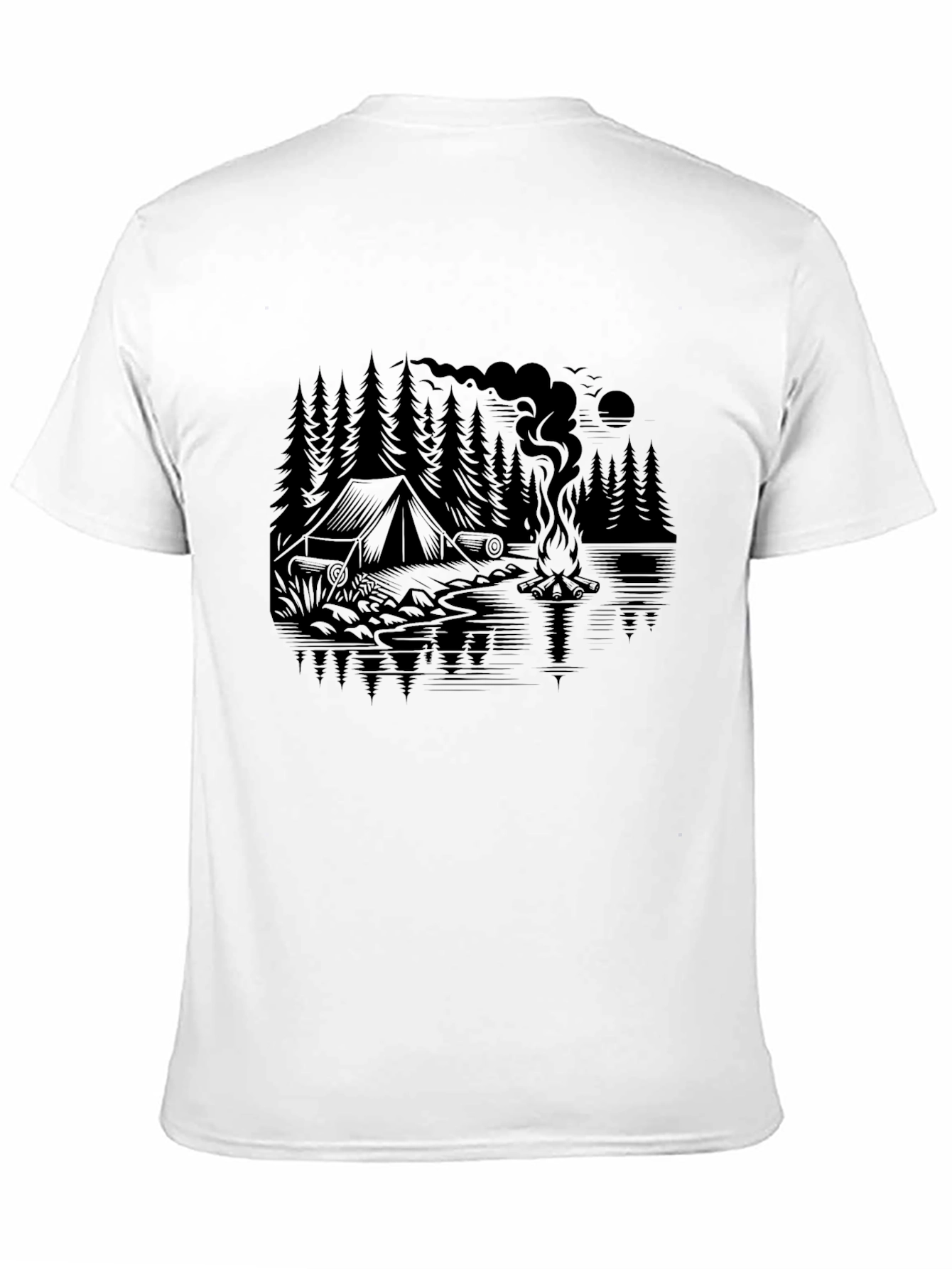 Black Camping Graphic Tee - Nature Lover's Black T-Shirt view 11