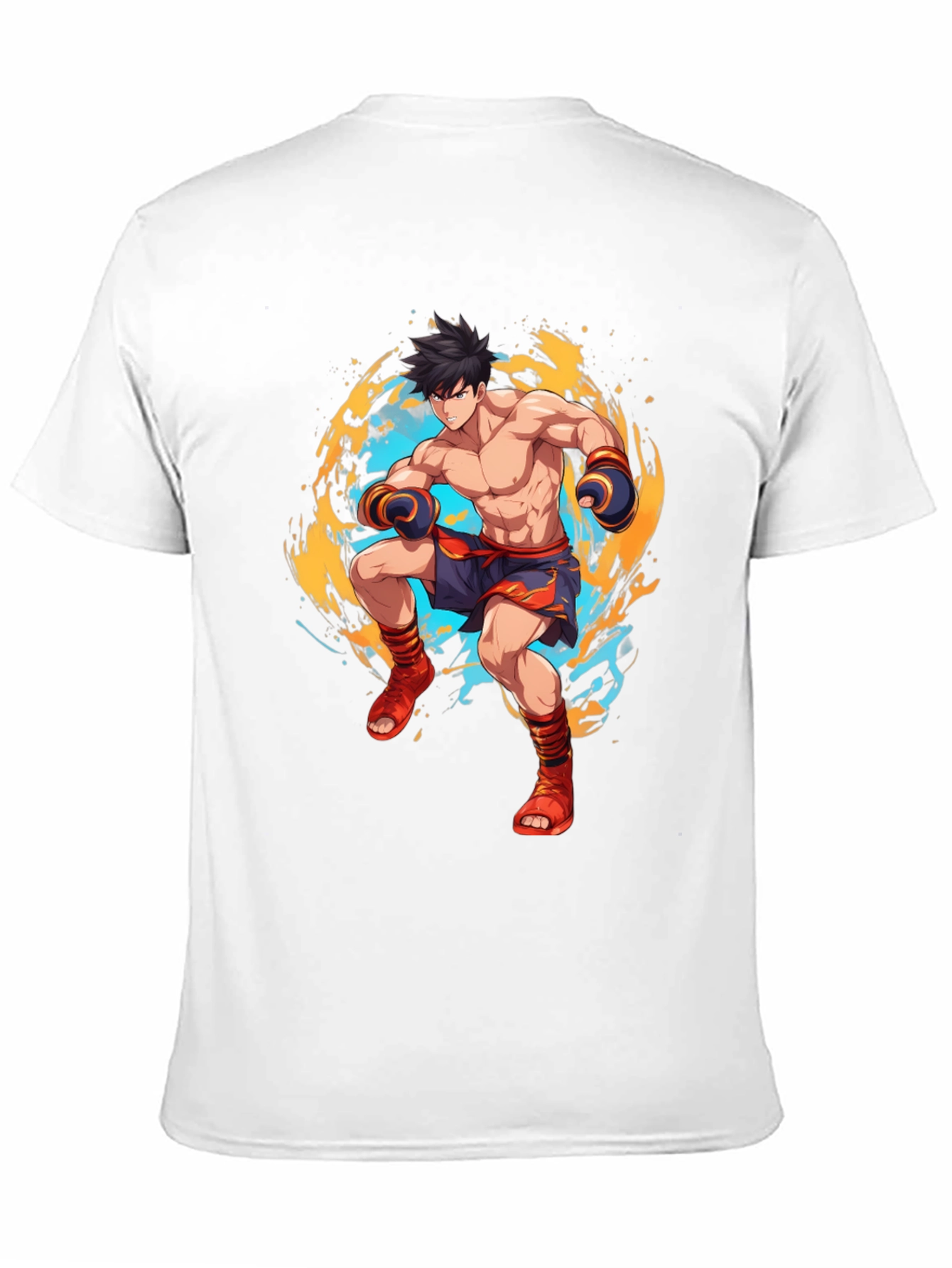 Anime Fighter Graphic Black T-Shirt - 11