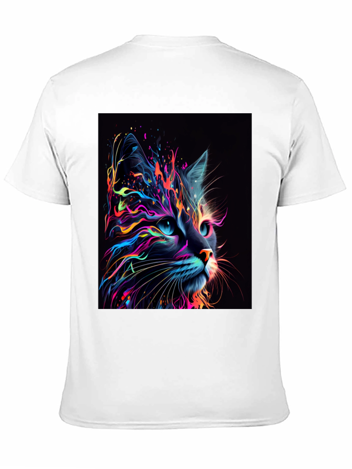 Black Neon Cat Graphic T-Shirt - Unique Design view 11
