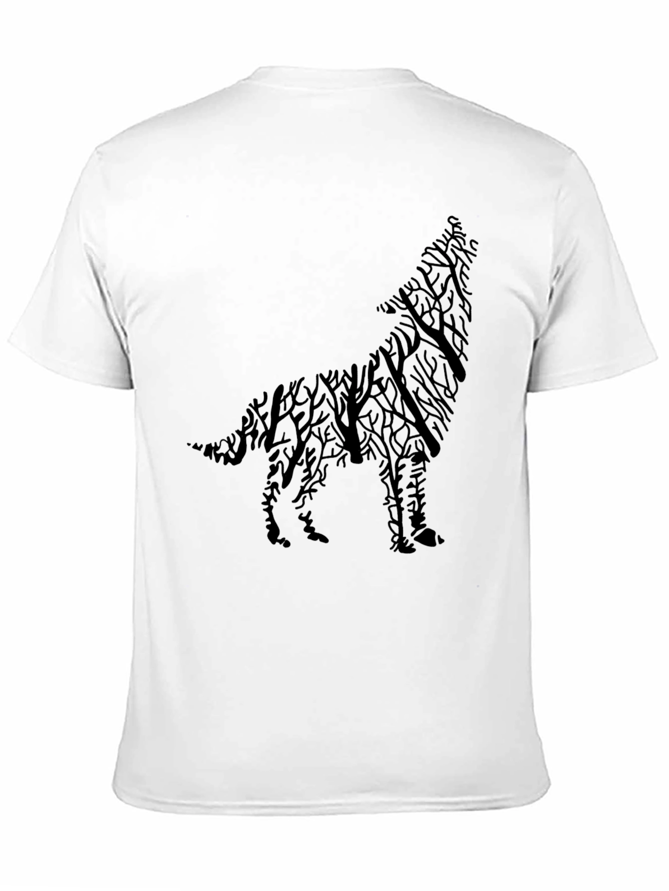 Black Wolf Silhouette Tree Branch Graphic Tee - Black view 11