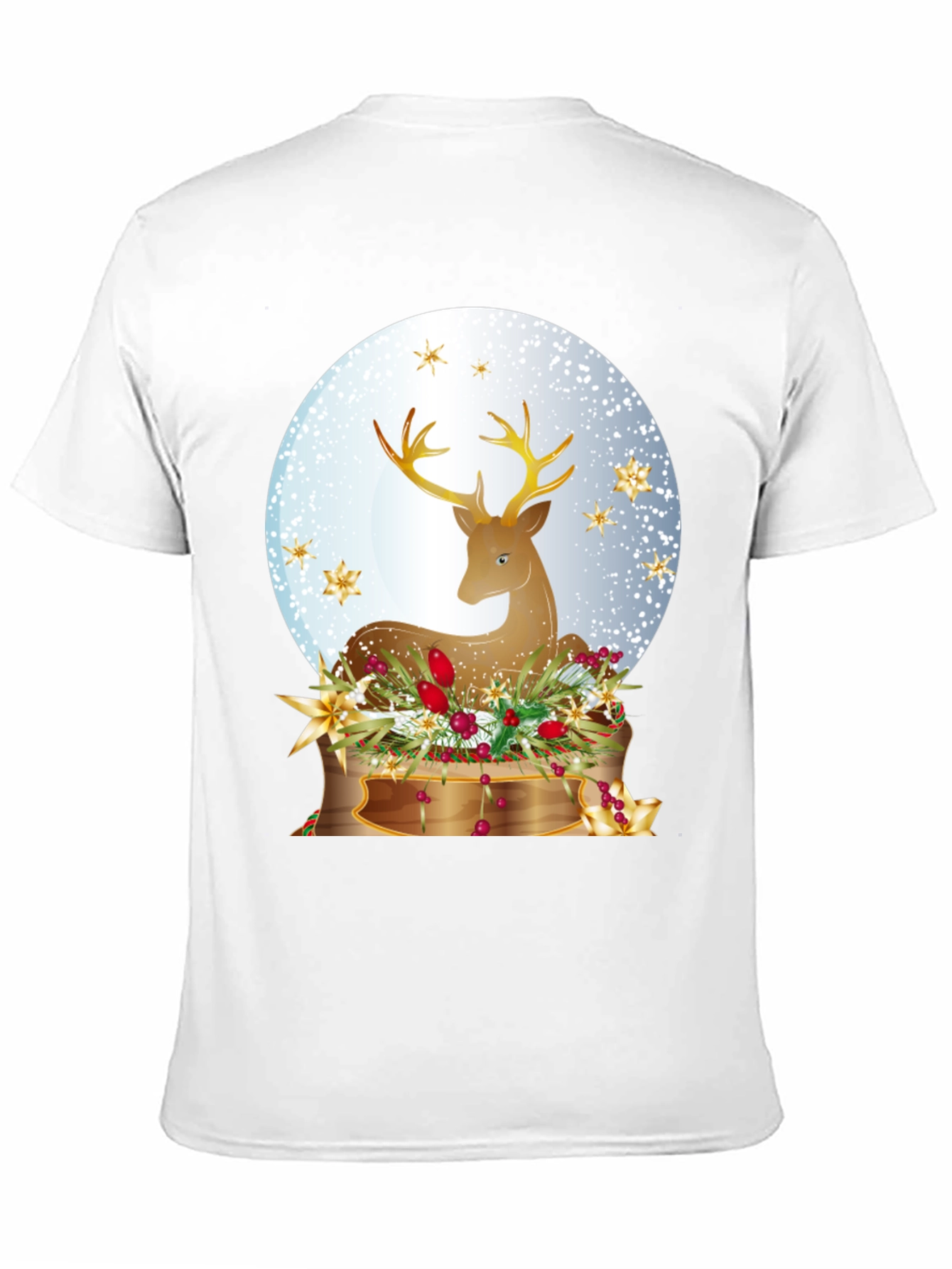 Black Festive Deer Graphic T-Shirt - Holiday Season Apparel view 11