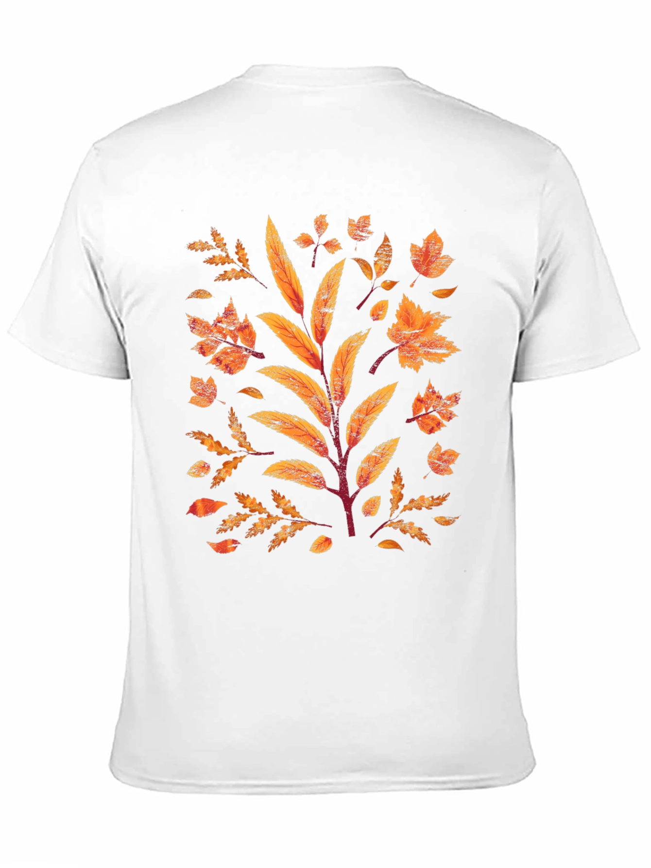 Black Autumn Leaves Graphic Print Black T-Shirt view 11