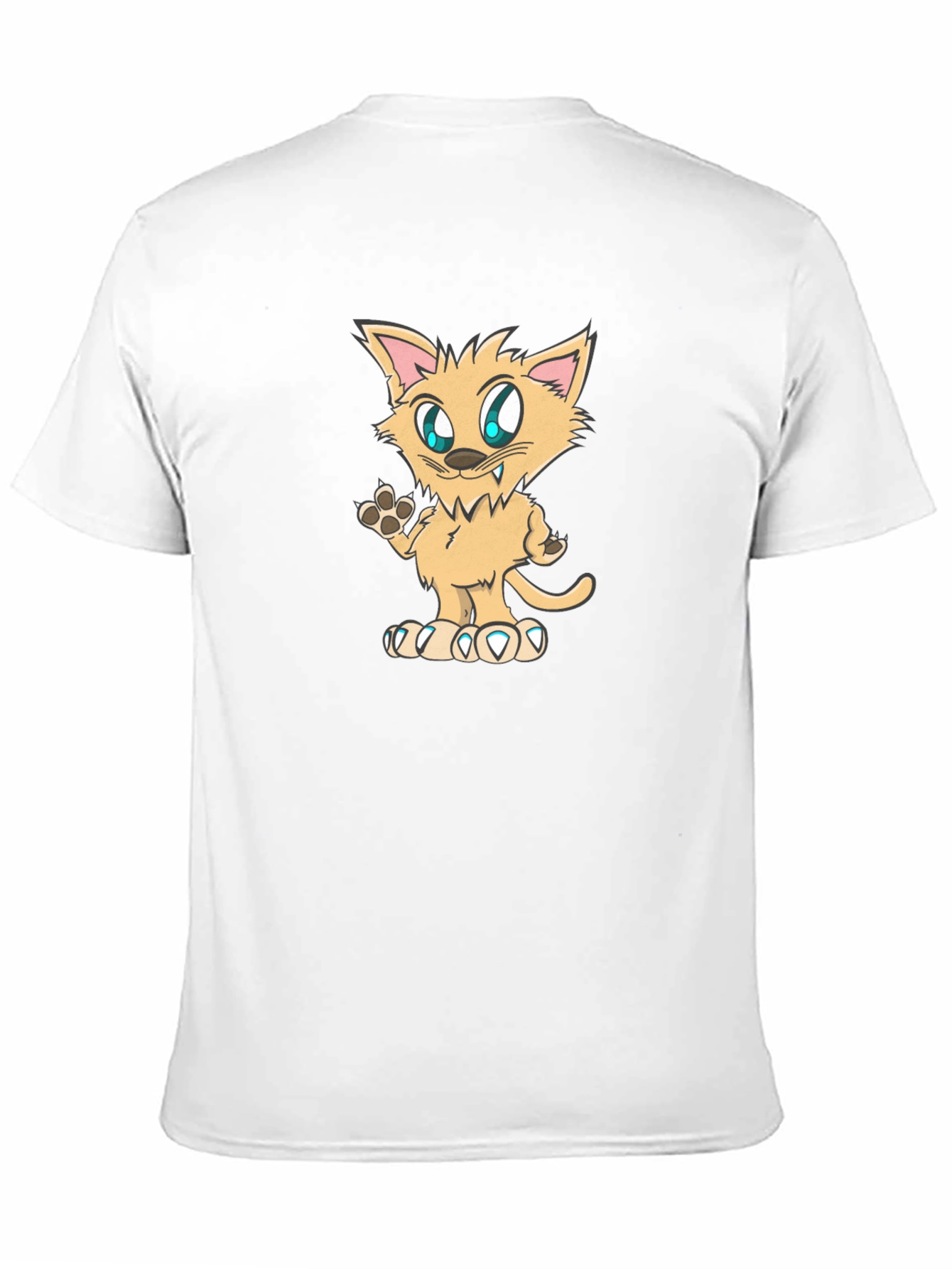 Black Cartoon Cat T-Shirt - Black Cotton Blend view 11