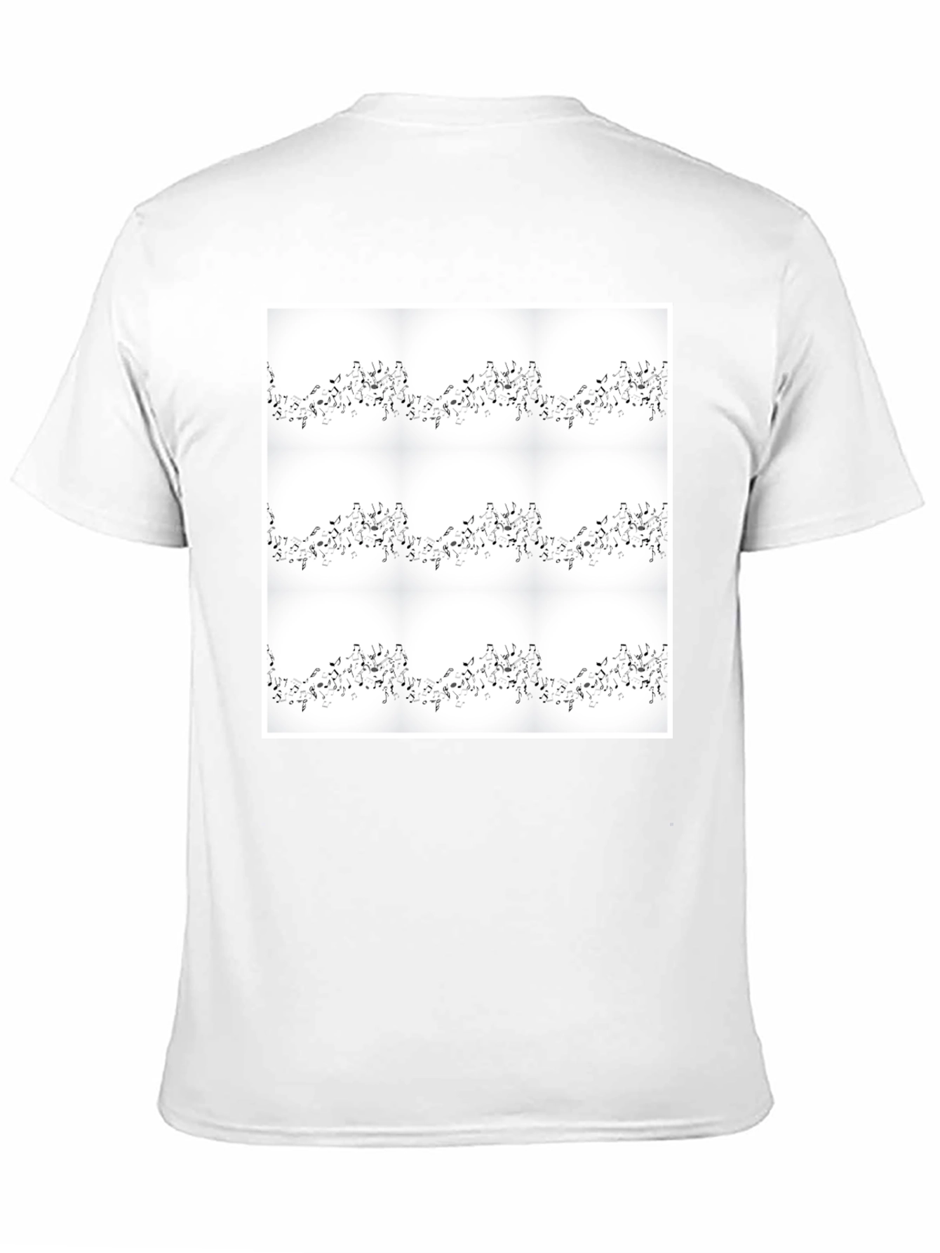 Black Musical Notes Pattern Black Tee view 11