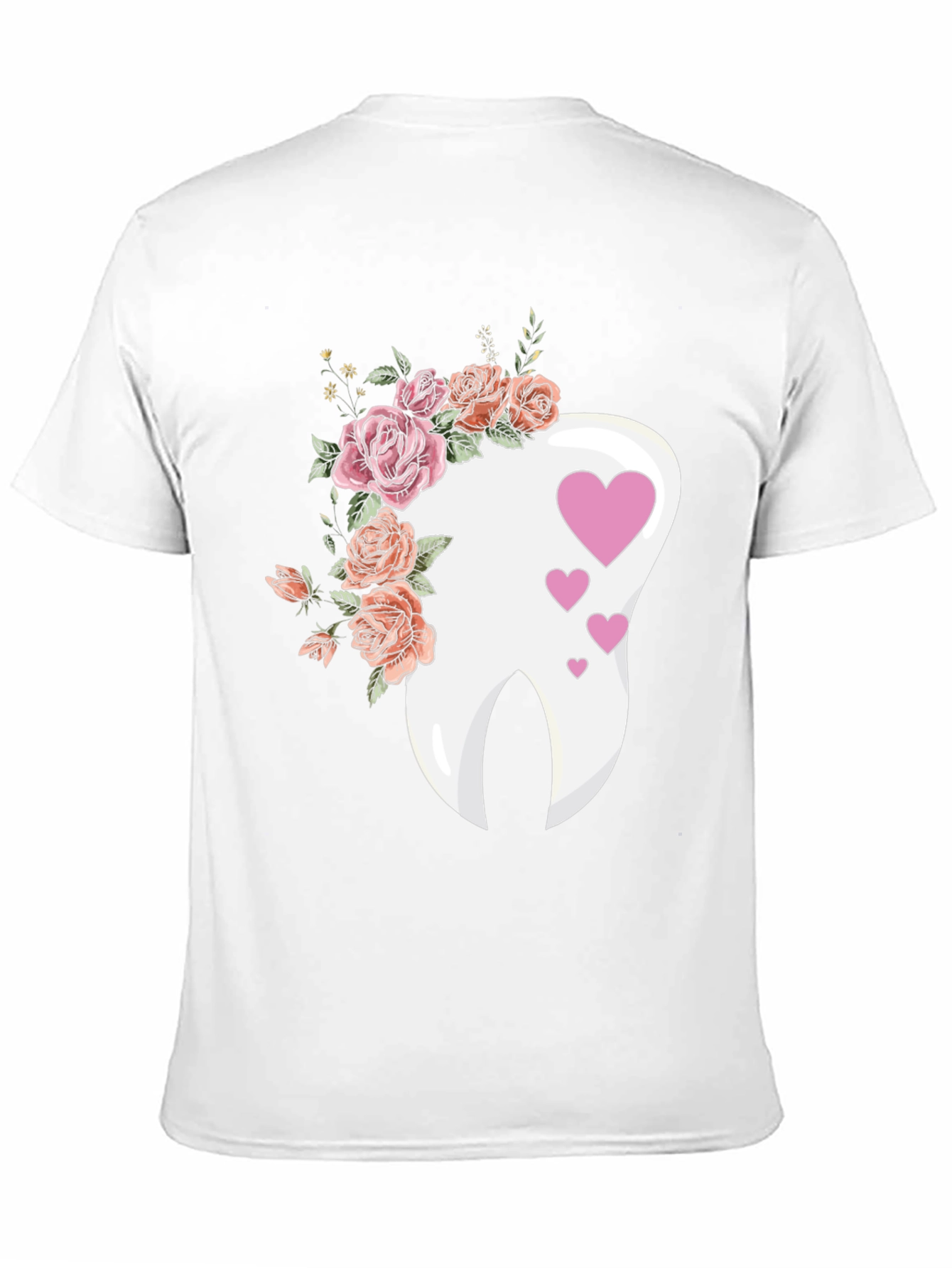 Black Floral Tooth Heart Graphic Tee - Dentist Gift view 11