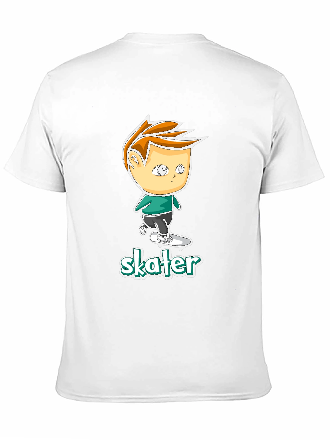 Black Cool Skater Boy Cartoon Black T-Shirt view 11