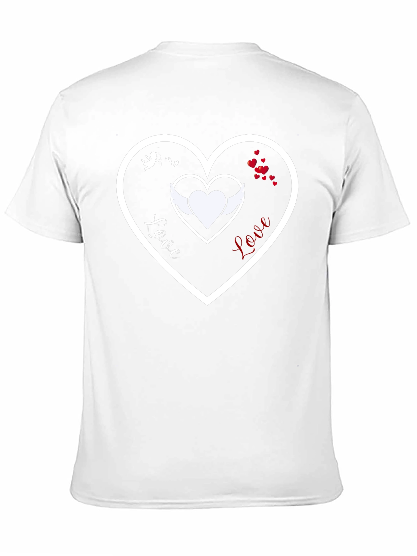 Black Love Heart T-Shirt - Cupid & Angel Wings Graphic Tee view 11