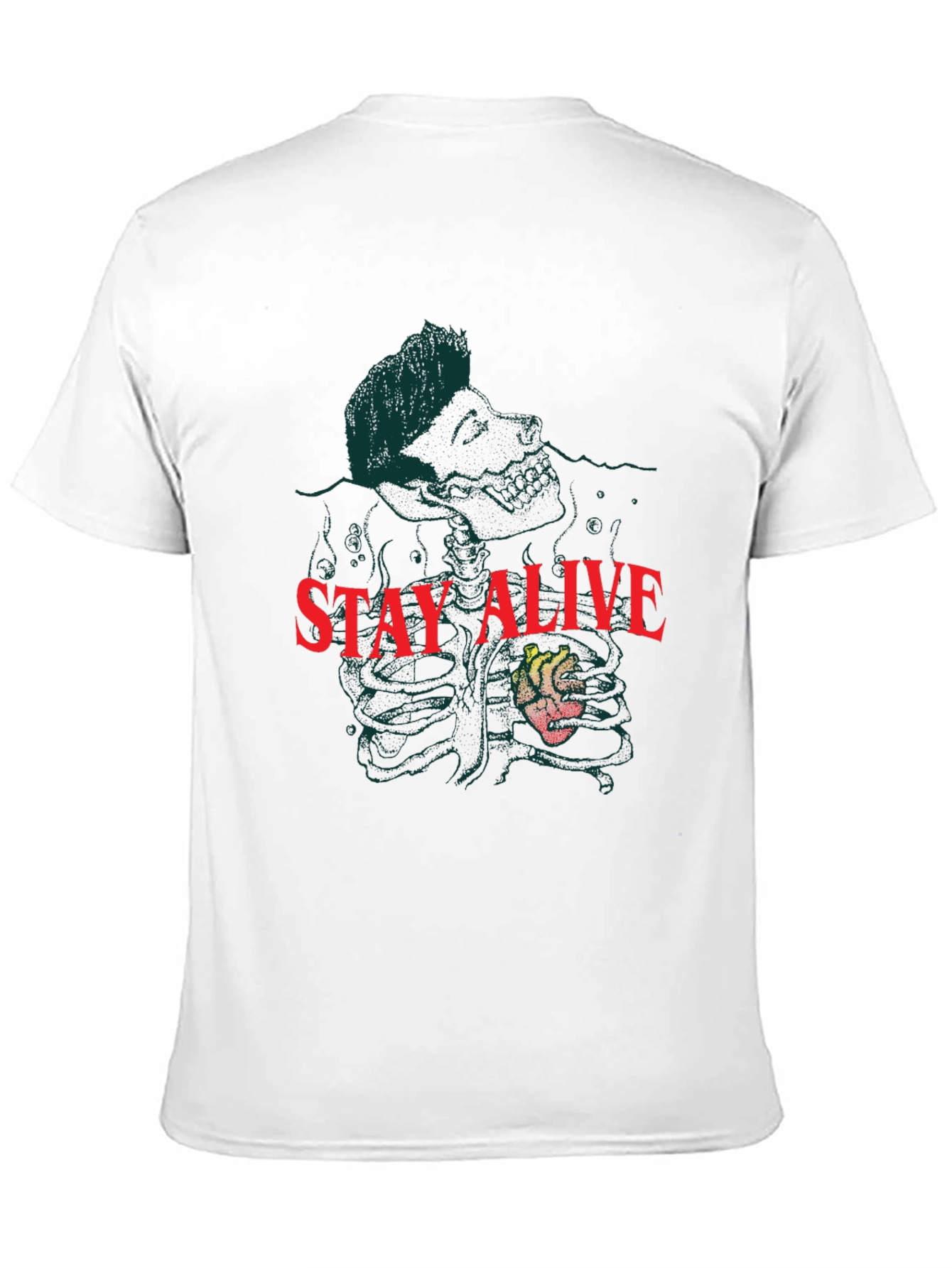 Black Stay Alive Graphic Tee - Black Crew Neck Cotton T-Shirt view 11