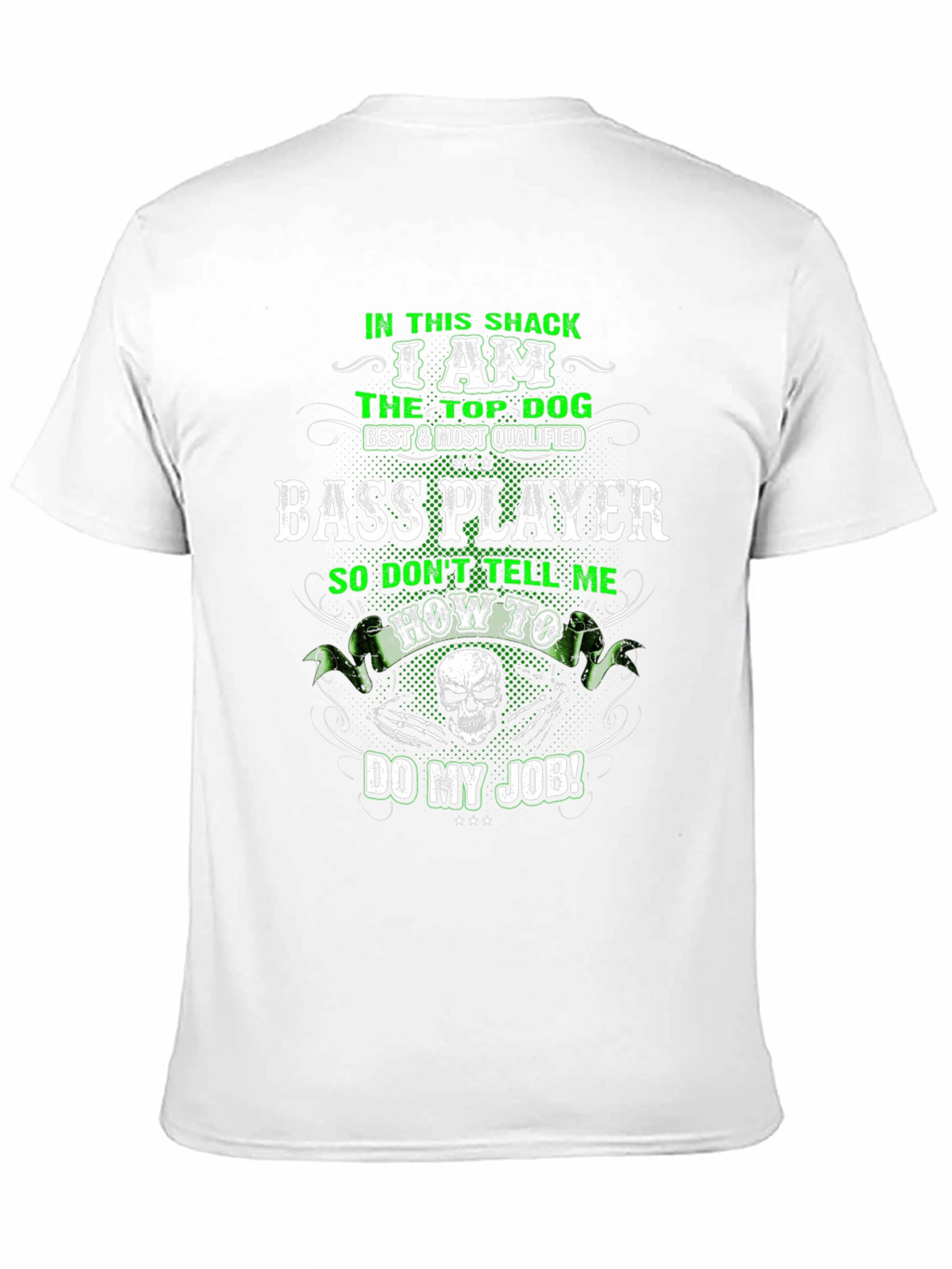 Black Bass Player T-Shirt - Top Dog Design view 11