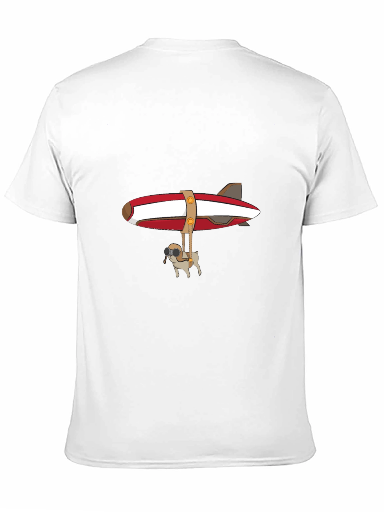 Black Pug Airship T-Shirt - Pilot Dog Design view 11