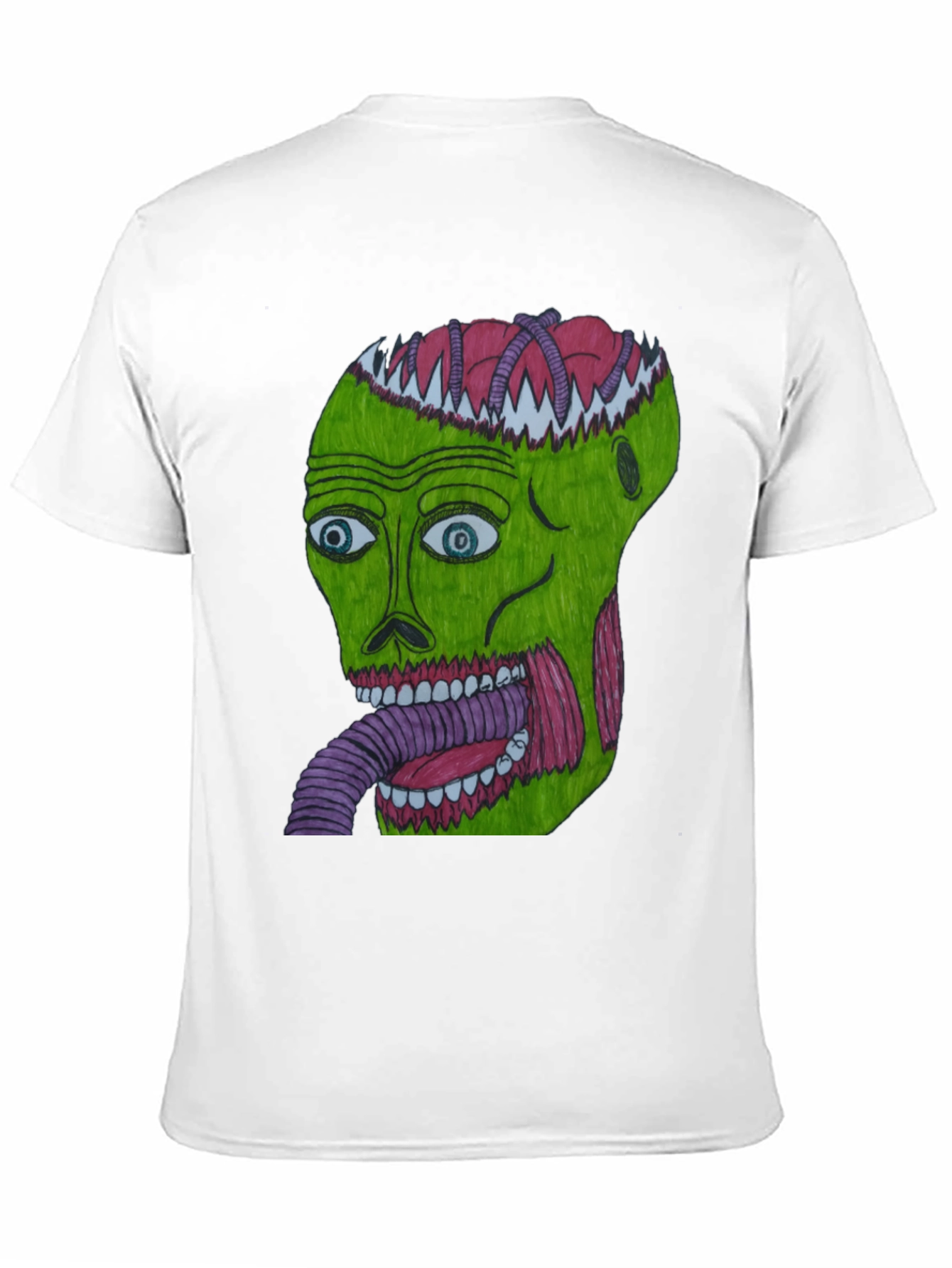 Black Grotesque Green Head Graphic T-Shirt view 11