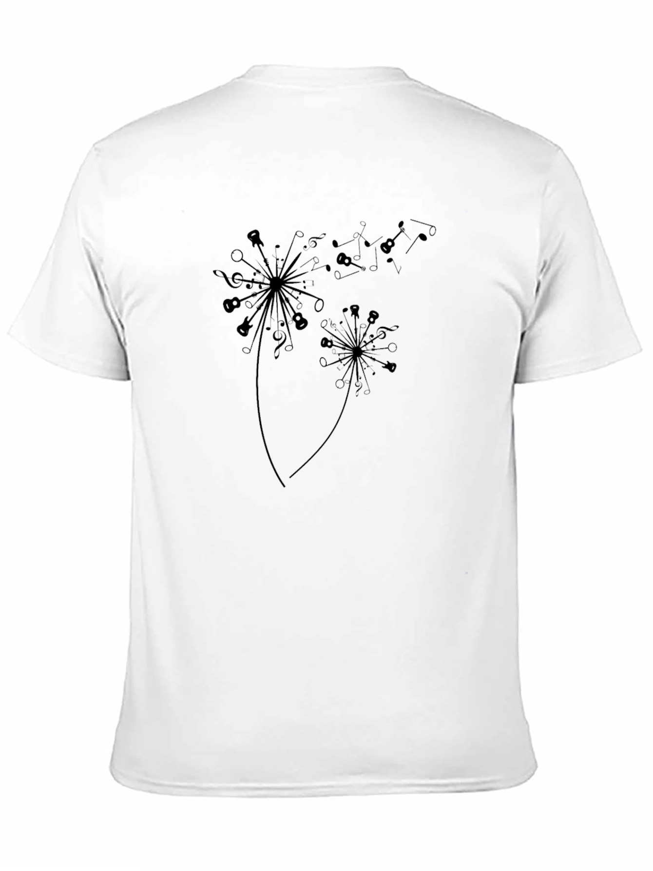 Black Music Note Dandelion Graphic Black T-Shirt view 11
