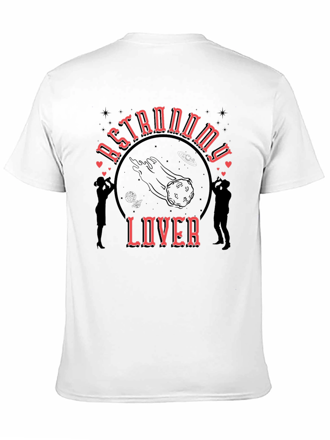 Black Astronomy Lover Graphic Tee - Black Cotton T-Shirt view 11