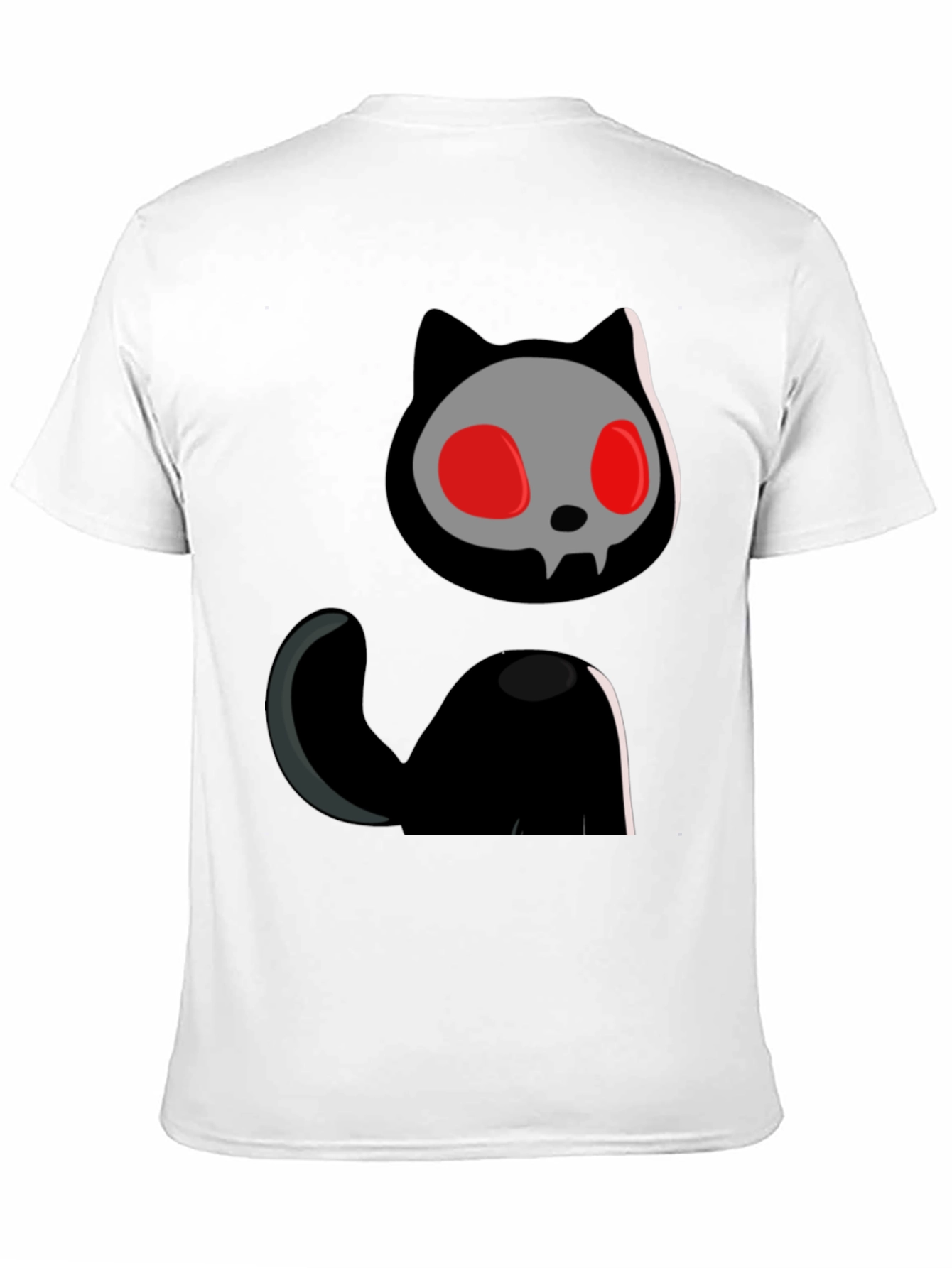 Black Skull Cat Graphic Tee - Black Cotton T-Shirt view 11