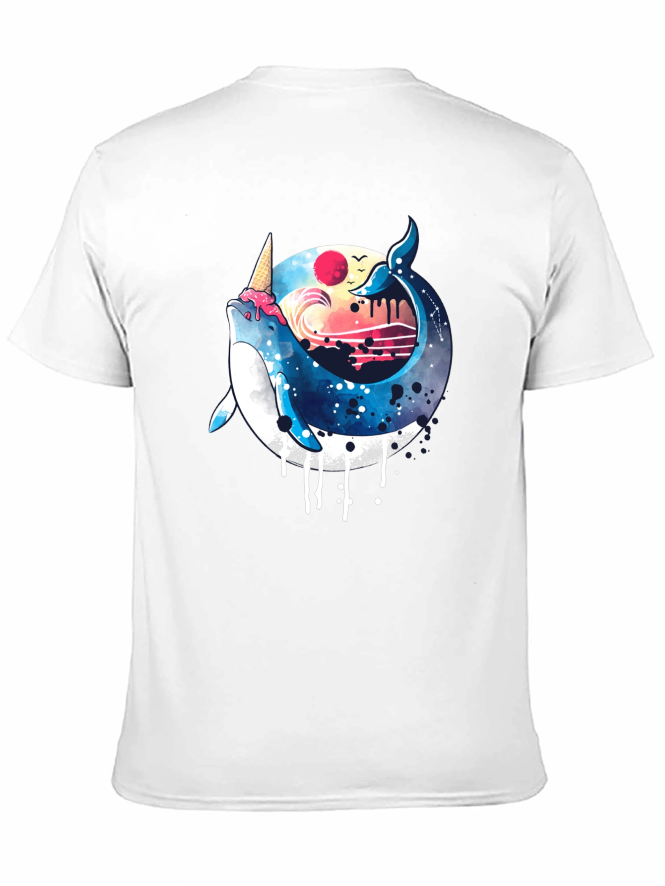 Black Whimsical Whale Ice Cream T-Shirt view 11