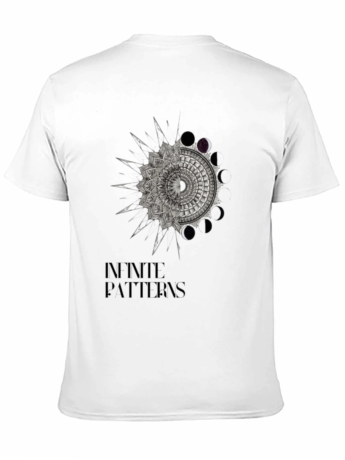 Black Infinite Patterns Graphic T-Shirt - Black Cotton Tee view 11