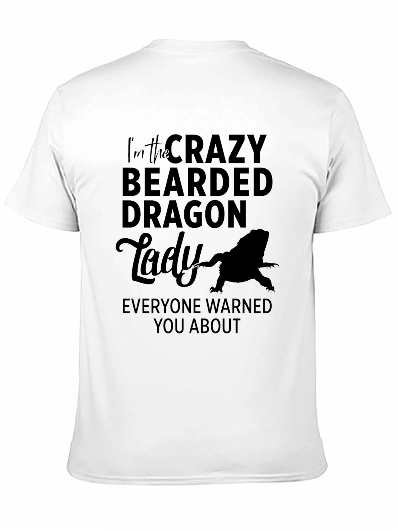 Black Crazy Bearded Dragon Lady Graphic T-Shirt view 11