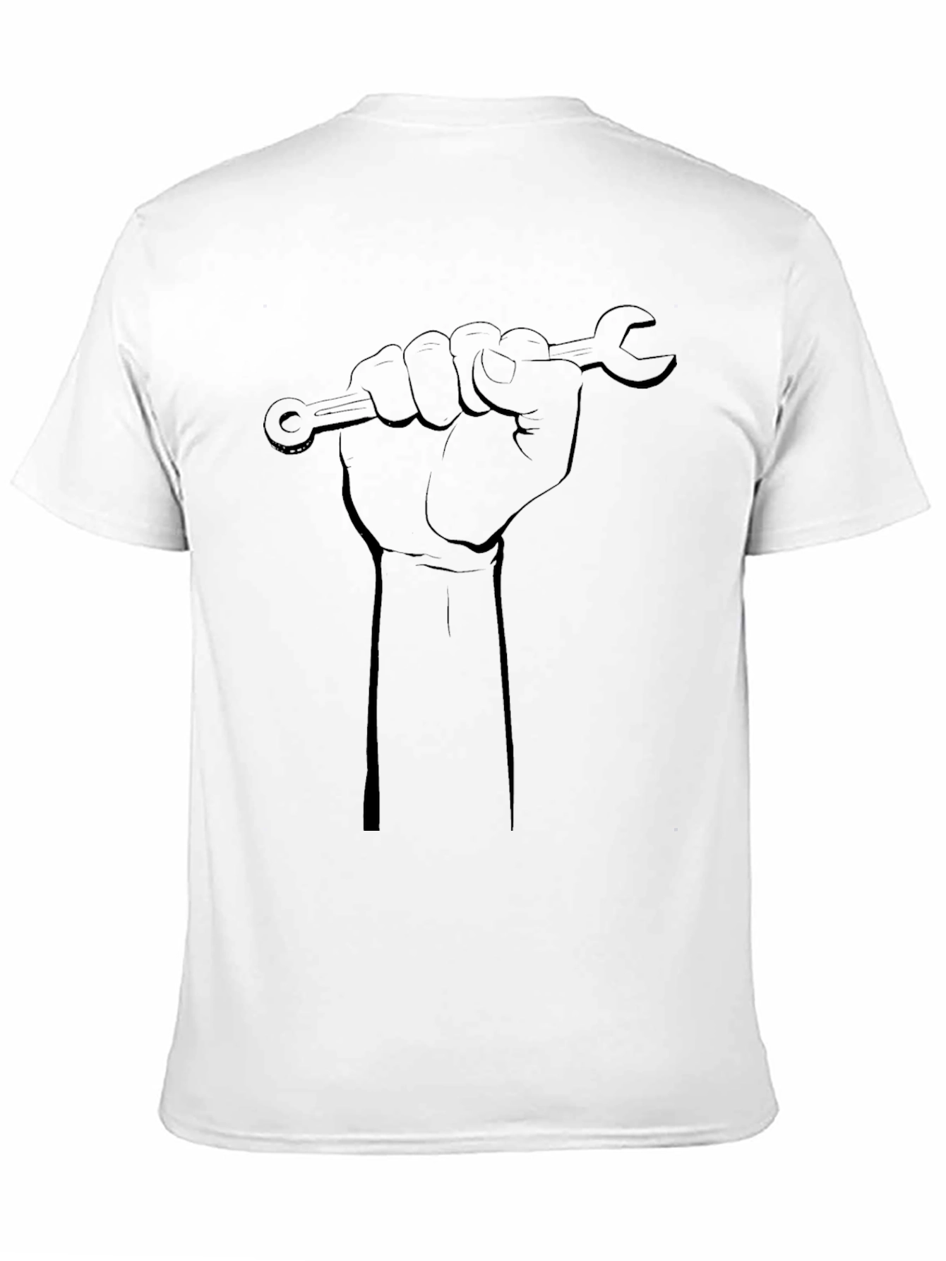 Black Black T-Shirt - Hand Holding Wrench Design view 11