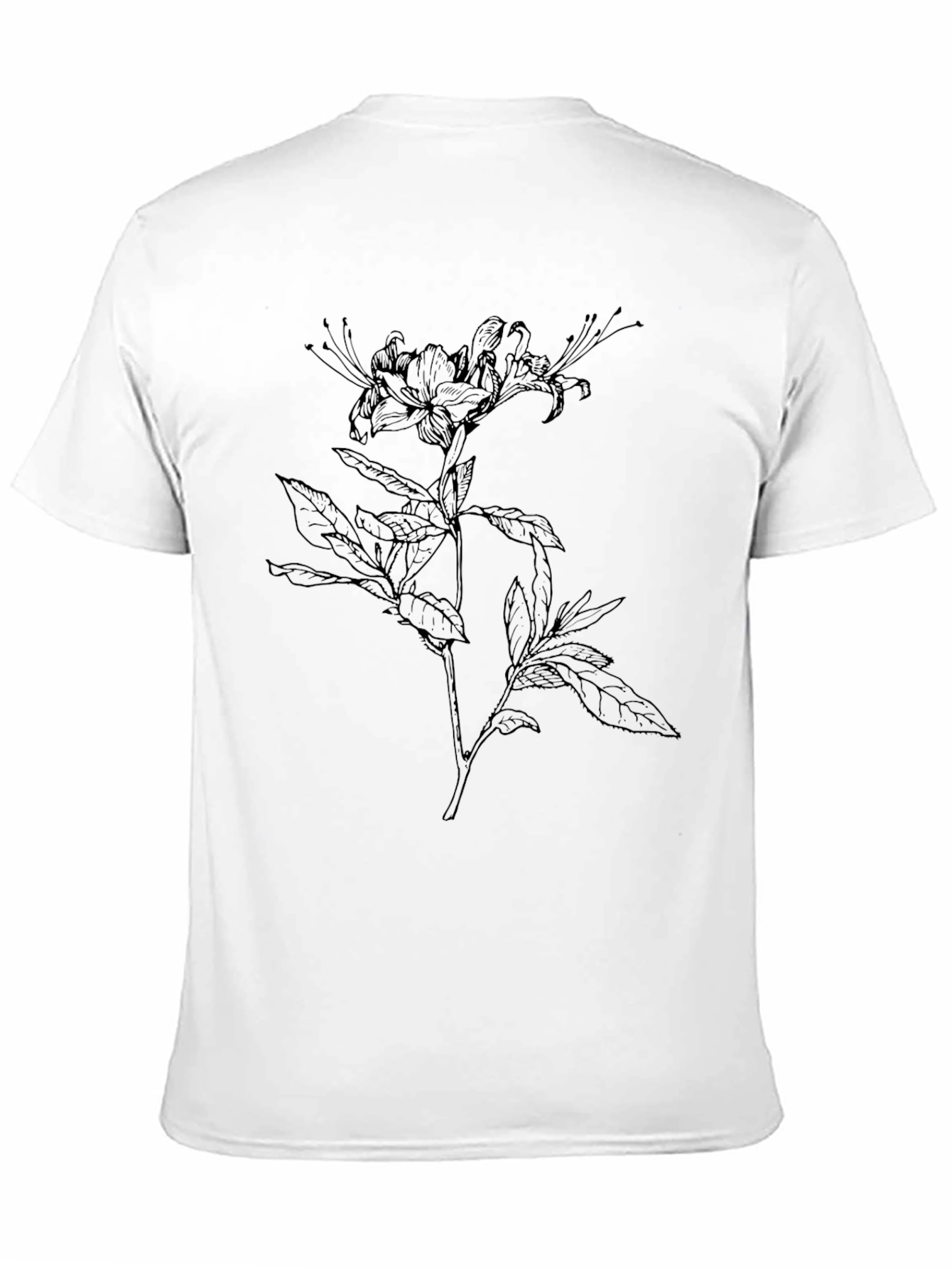 Black Botanical Line Art Tee - Stylish Floral T-Shirt view 11