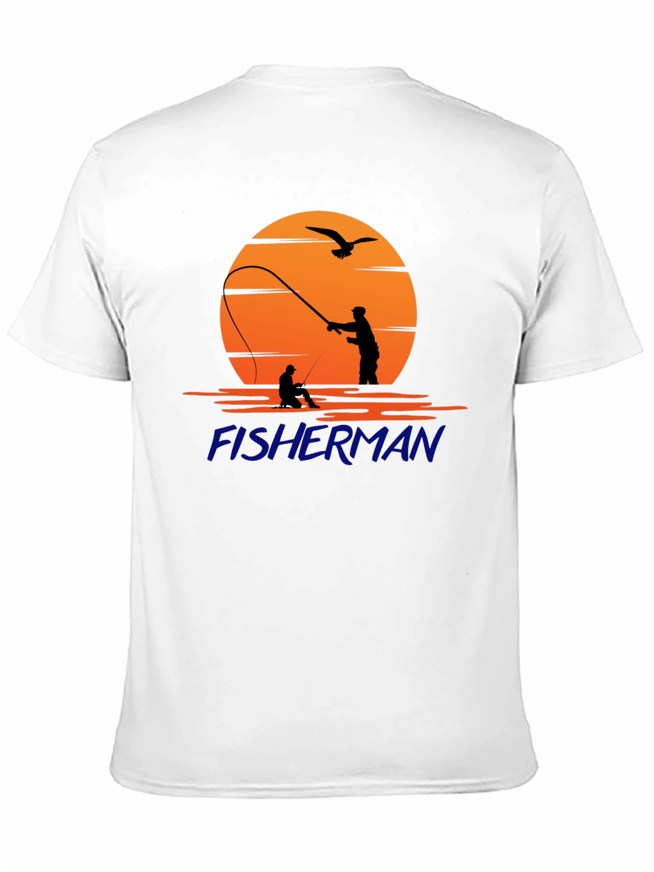 Black Fisherman Silhouette Graphic T-Shirt - Unisex Black Tee view 11