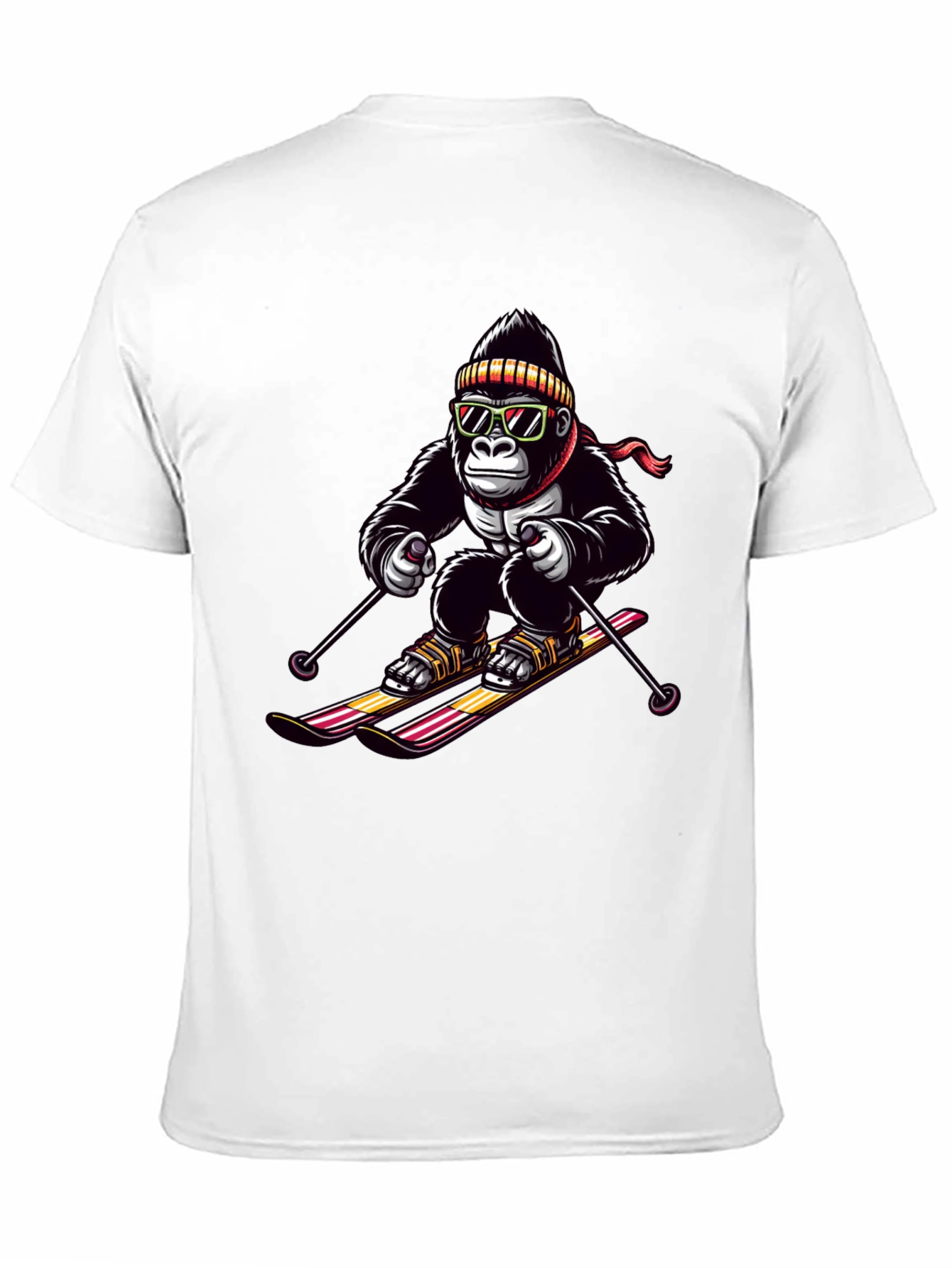 Black Gorilla Skiing Graphic Tee - Cool Novelty Design view 11