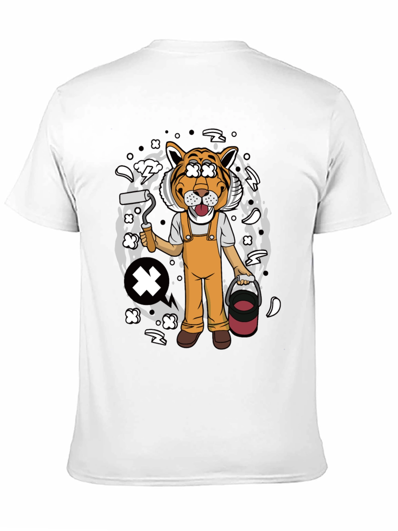 Black Tiger Painter Graphic Tee - Black Cotton Blend Shirt view 11