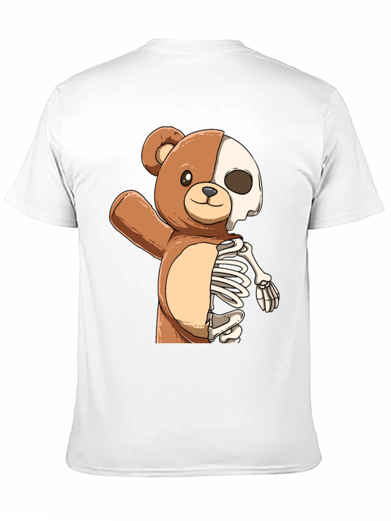 Black Teddy Bear Half Skeleton Graphic T-Shirt view 11
