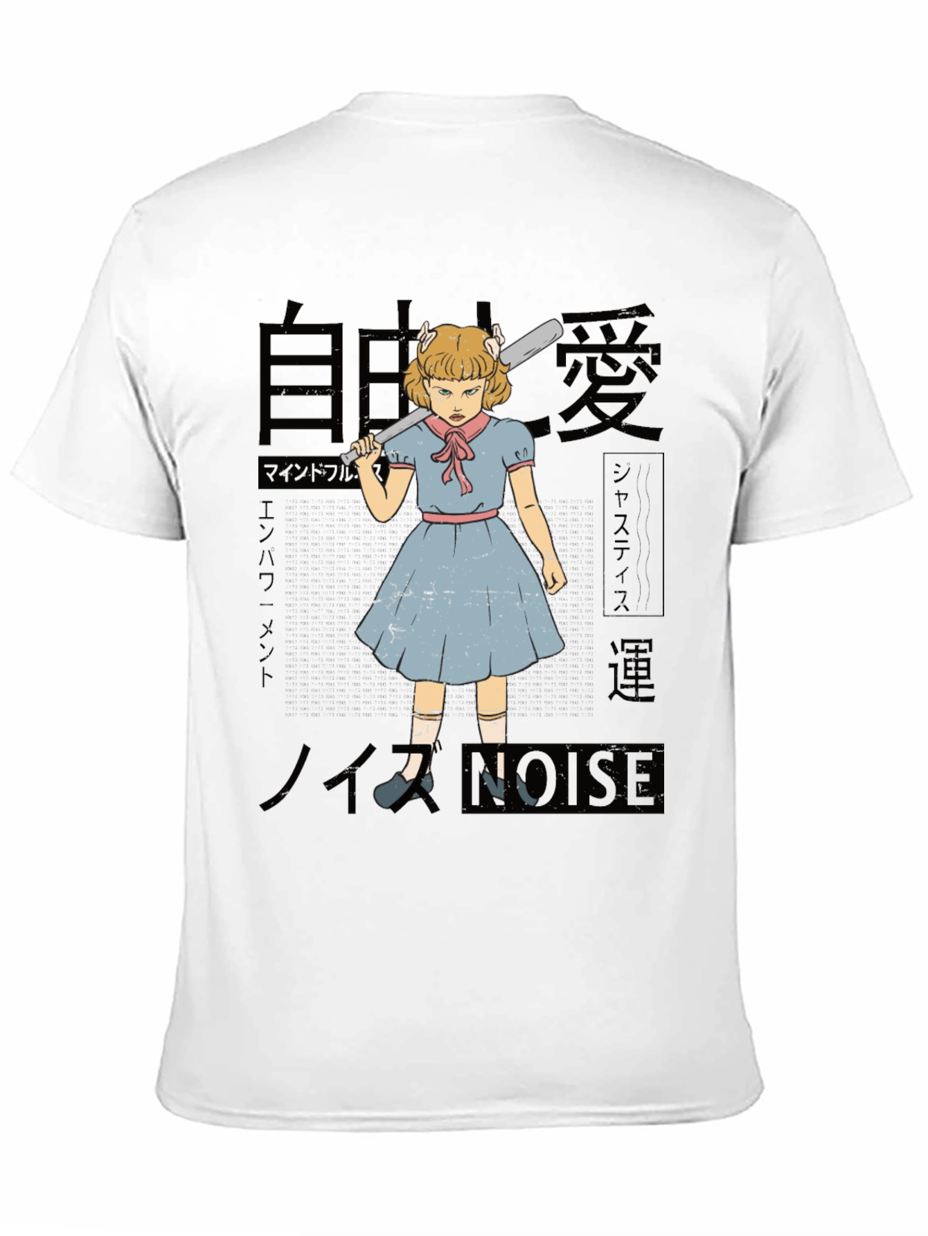 Black Retro Anime Girl with Baseball Bat Graphic Tee view 11