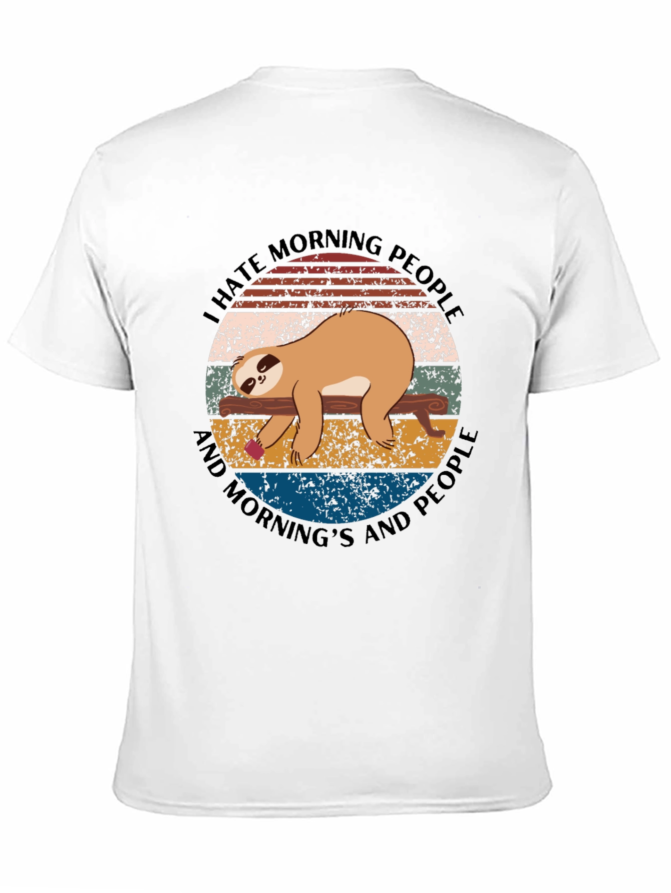 Black I Hate Morning People Sloth Graphic Tee view 11