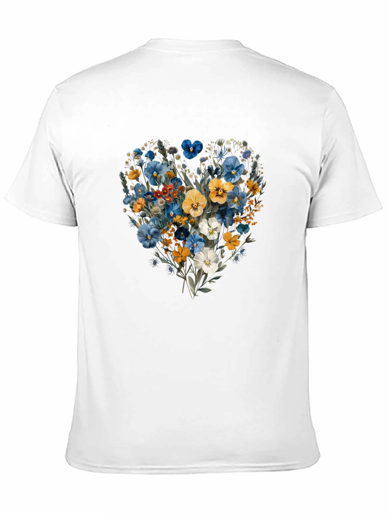 Black Floral Heart Graphic Tee - Black Crew Neck T-Shirt view 11