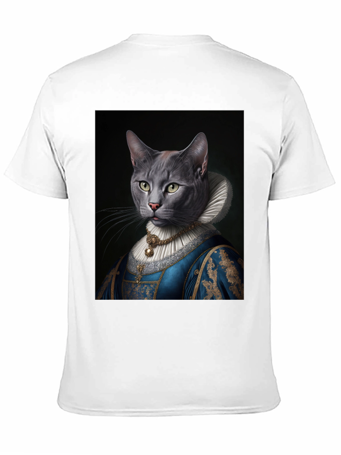 Black Royal Cat Portrait T-Shirt - Quirky Renaissance Style view 11