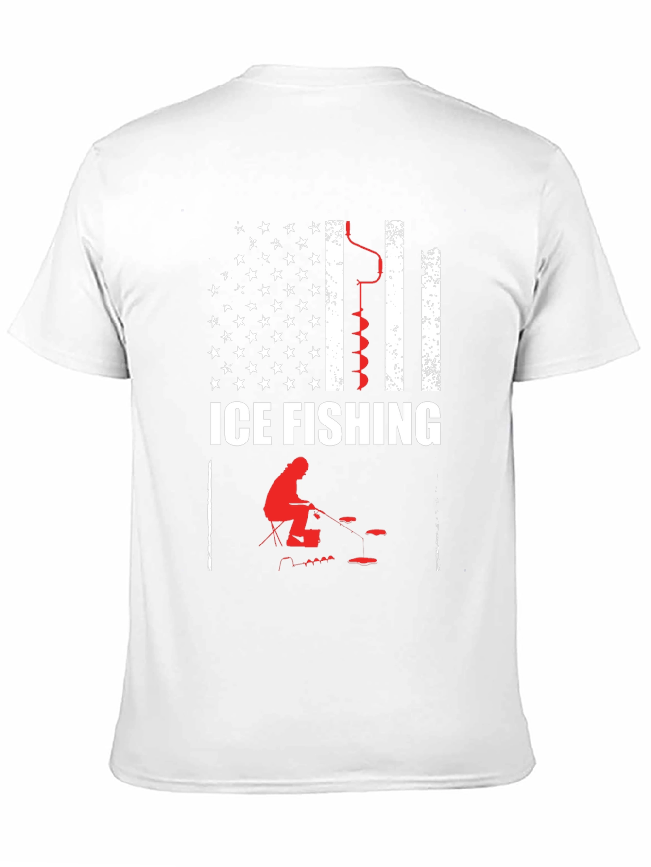 Black Ice Fishing American Flag Graphic T-Shirt view 11