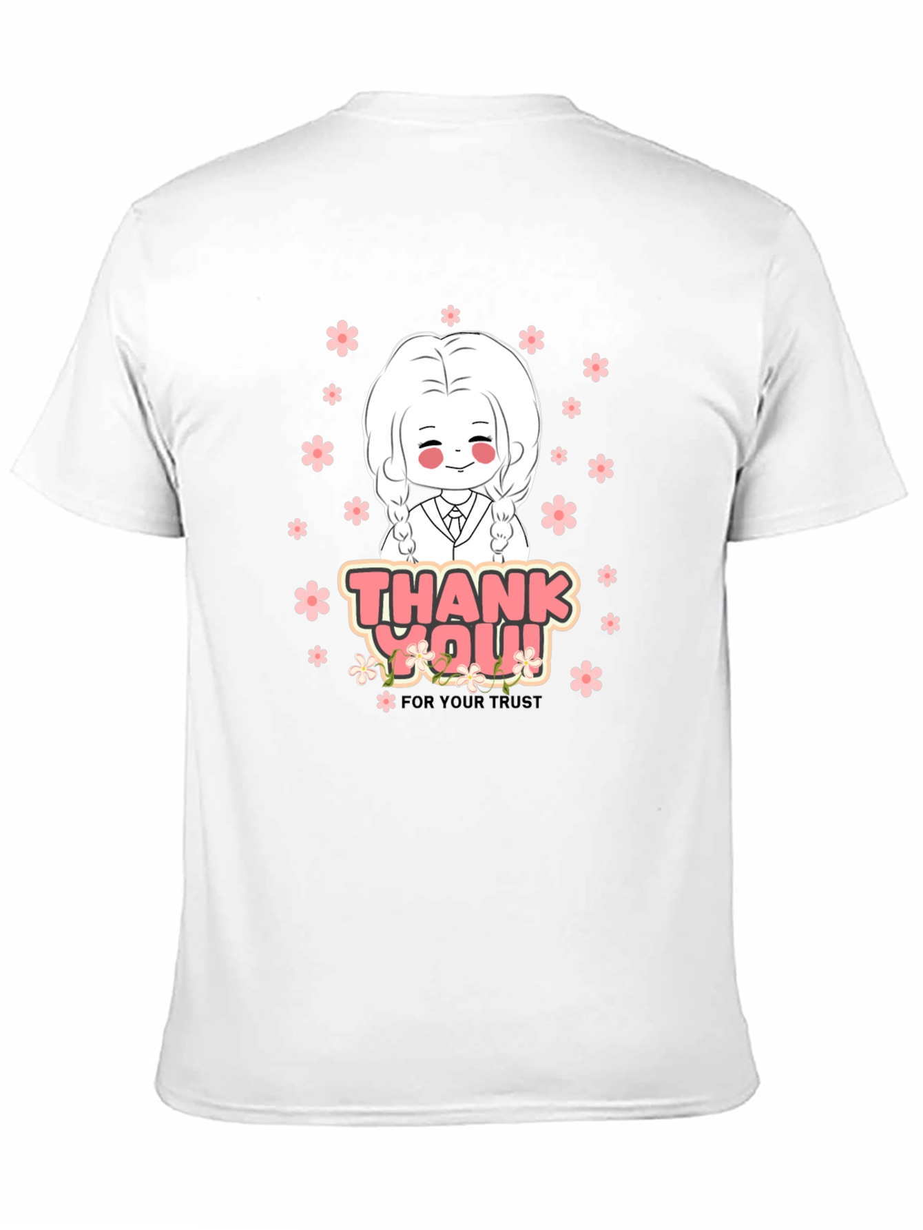 Black Anime Girl Graphic Print Crew Neck T-Shirt view 11