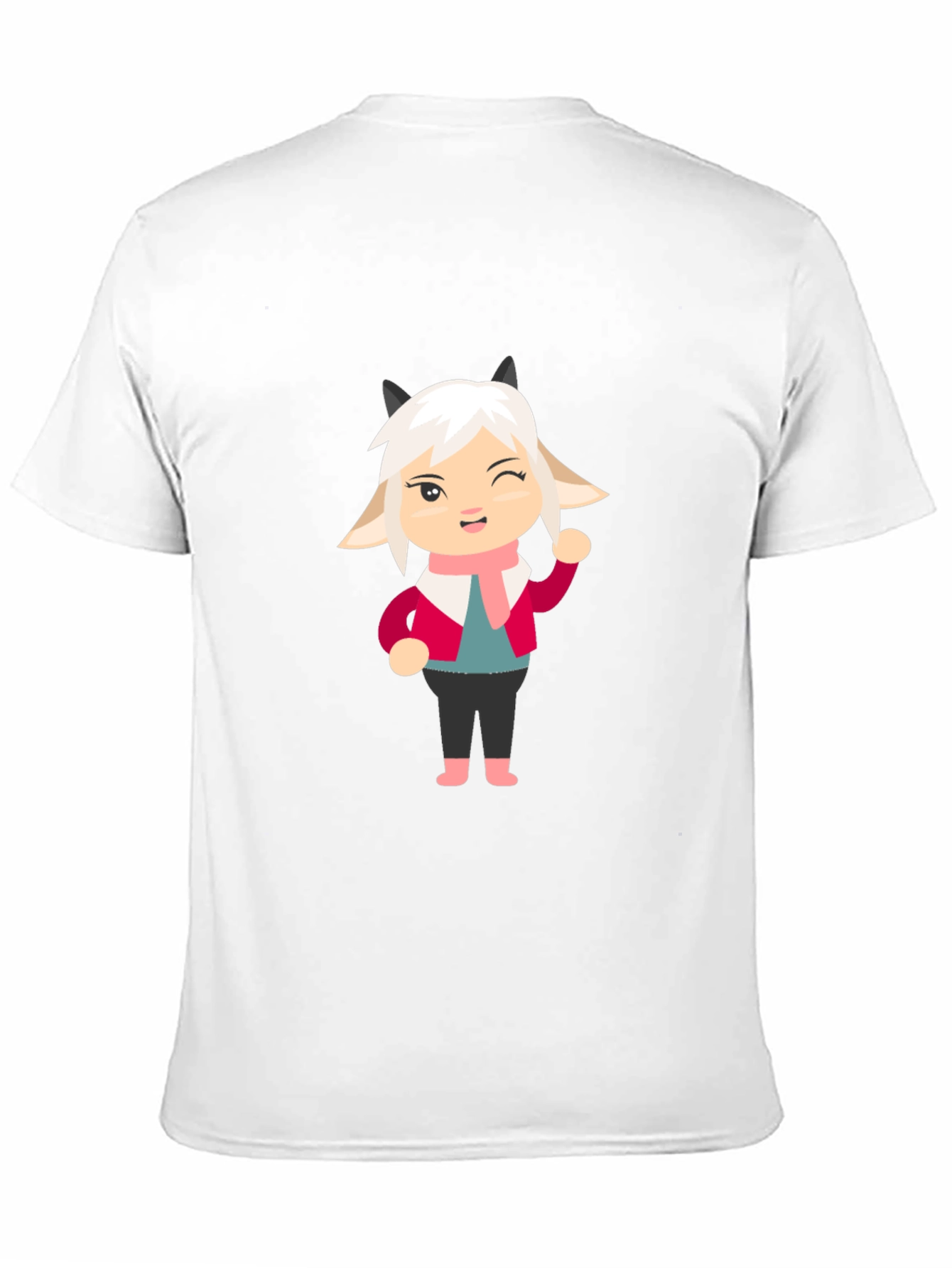 Black Cartoon Goat Tee: Fun Black T-Shirt view 11