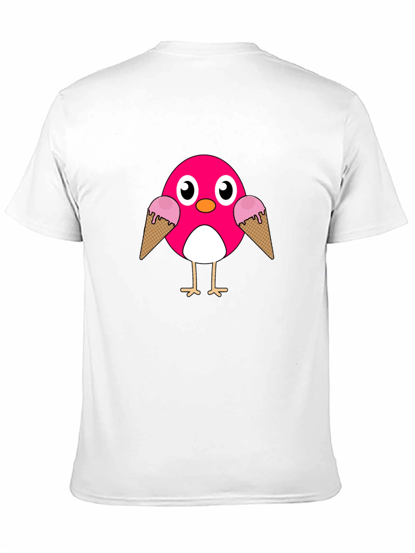 Black Cute Pink Bird with Ice Cream T-Shirt view 11