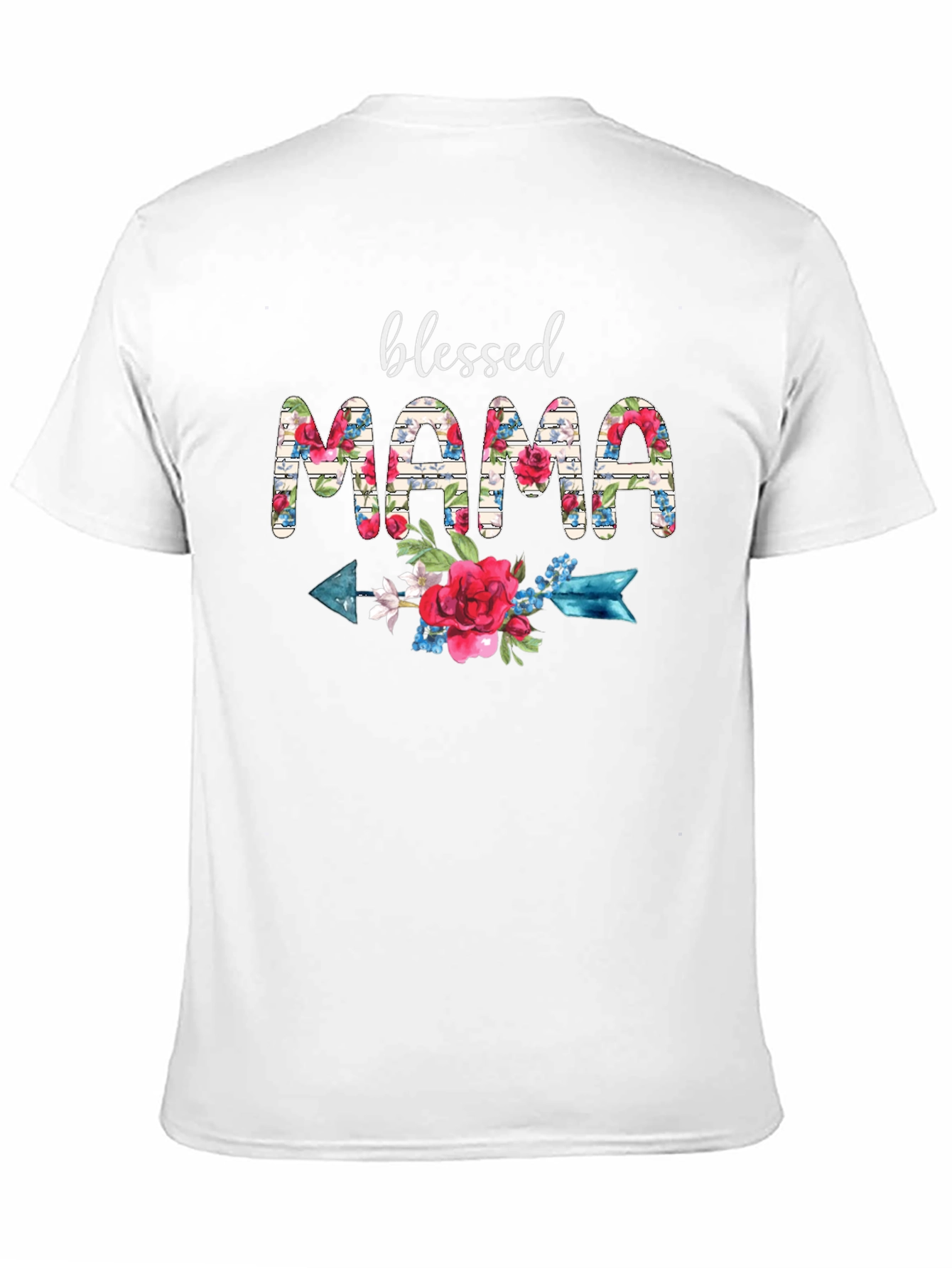 Black Blessed Mama Floral Arrow T-Shirt view 11