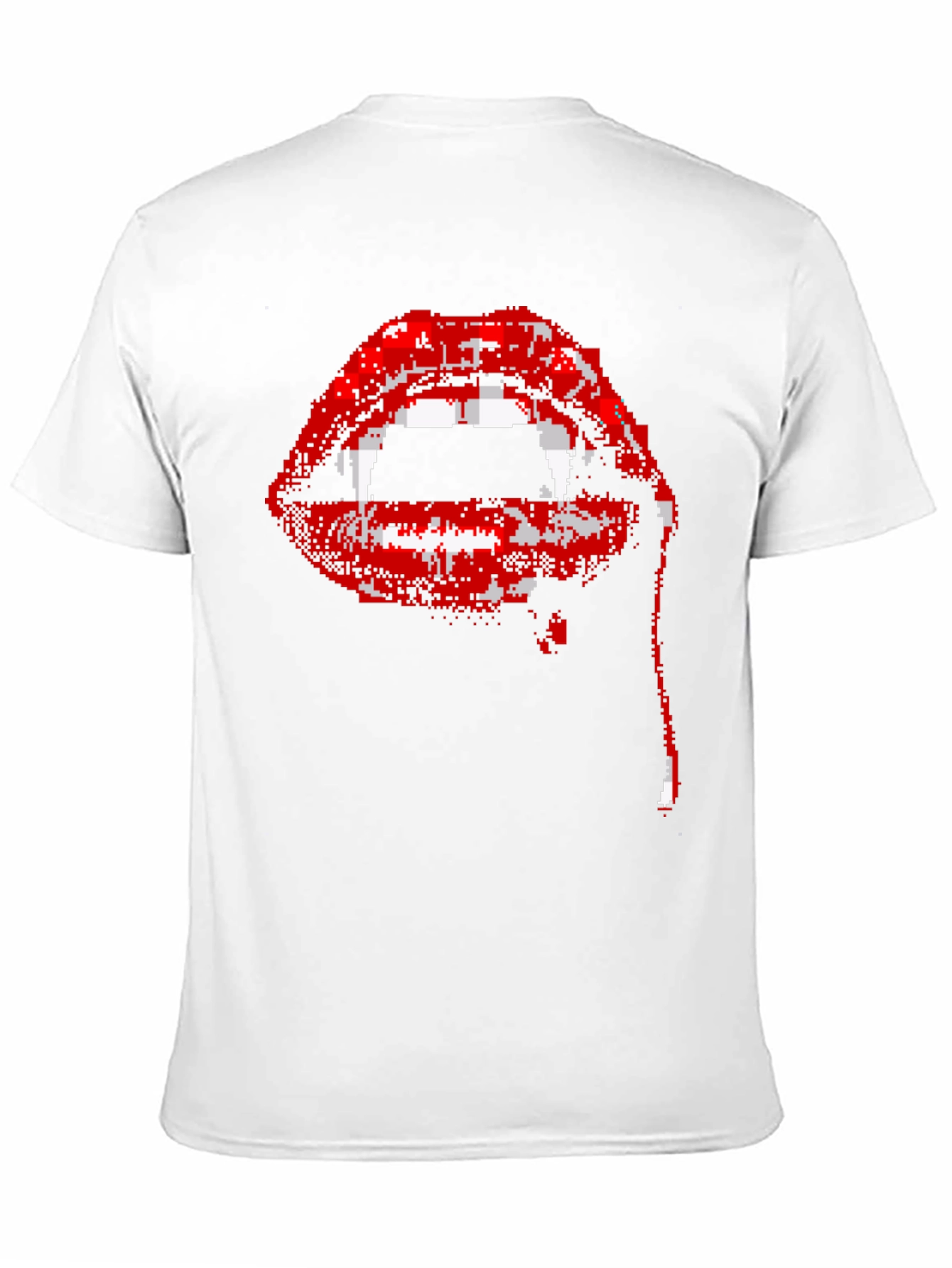 Black Pixel Vampire Lips Black T-Shirt view 11