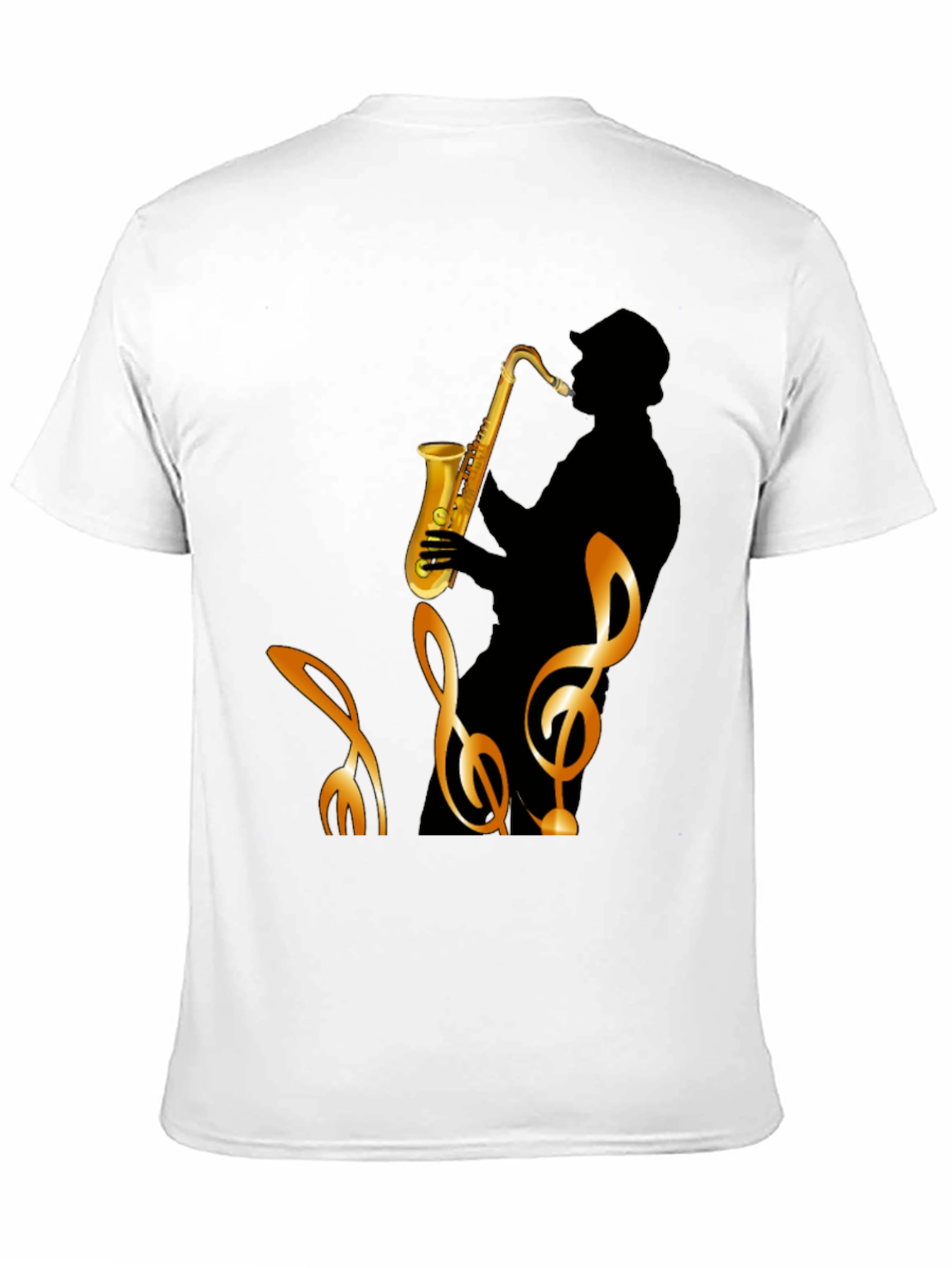 Black Cool Saxophone Graphic Black T-Shirt view 11
