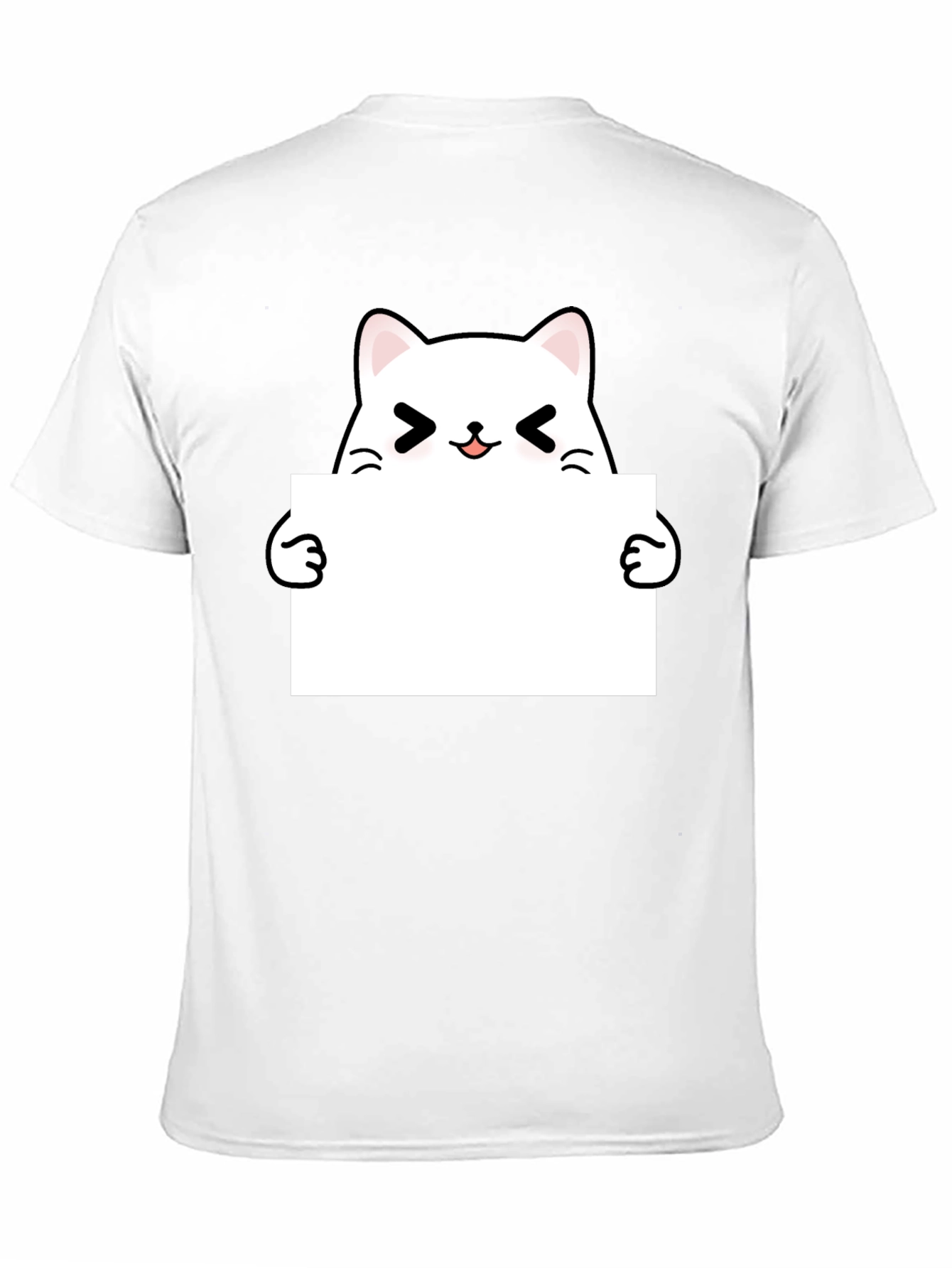 Black Cute Kawaii Cat Black T-Shirt view 11