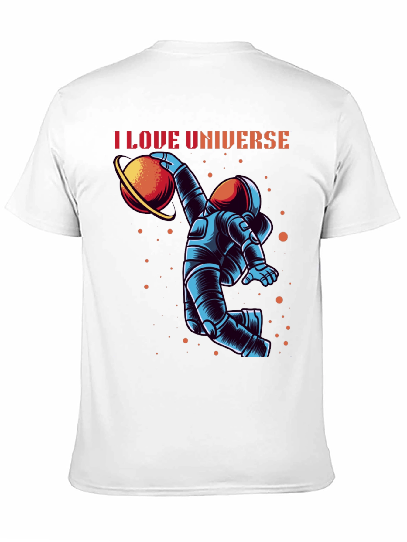 Black I Love Universe Astronaut Graphic T-Shirt view 11