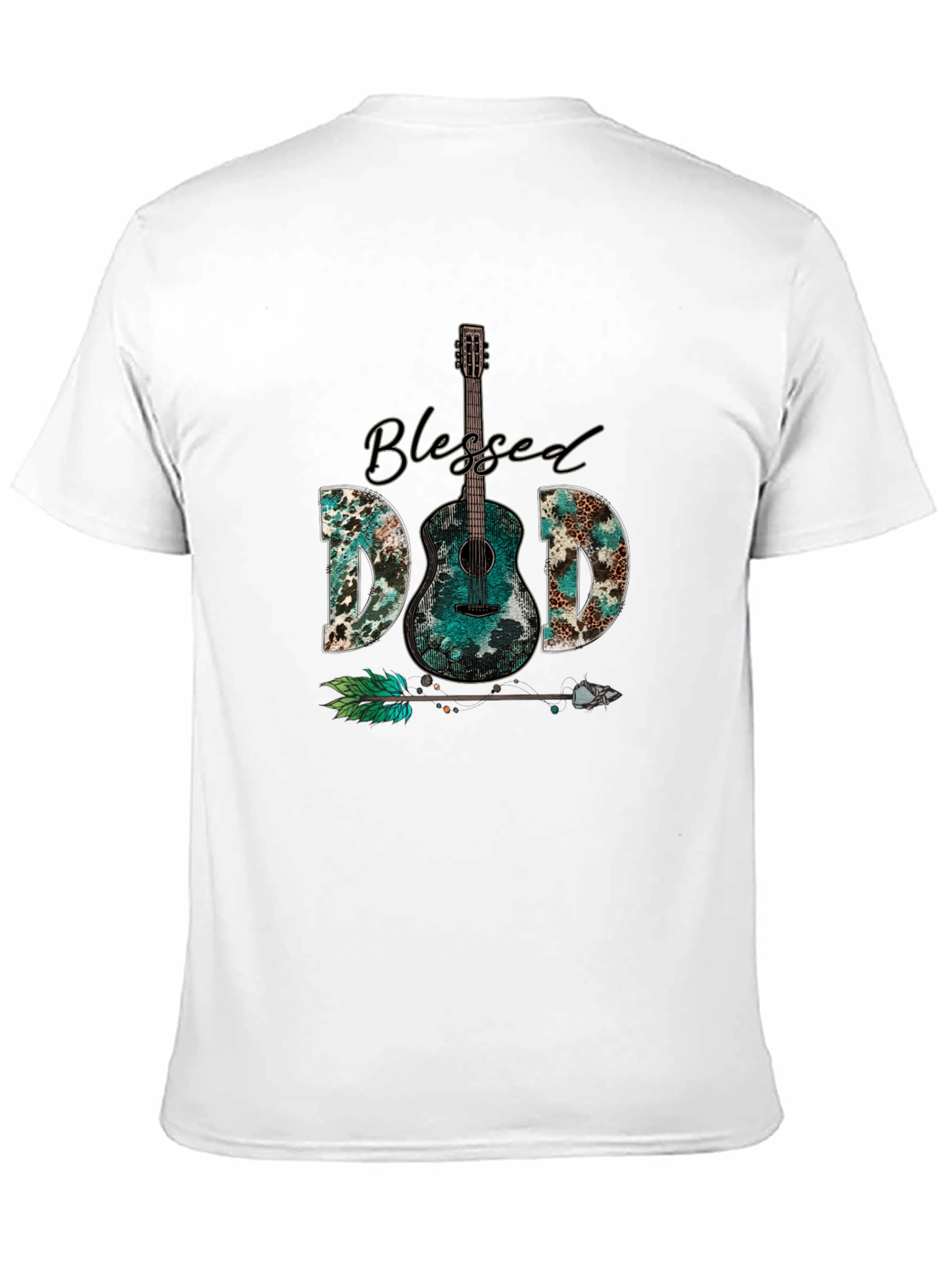 Black Blessed Dad Guitar Graphic T-Shirt view 11