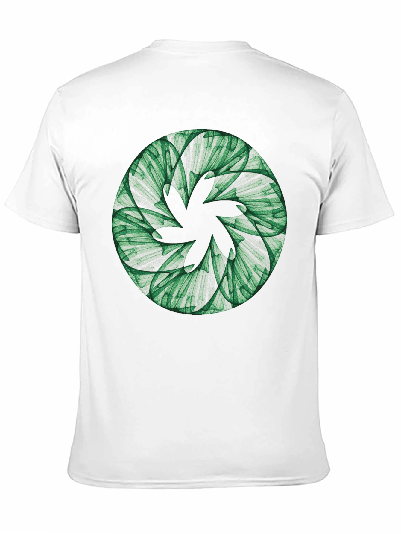 Black Abstract Green Floral Pattern Black T-Shirt view 11