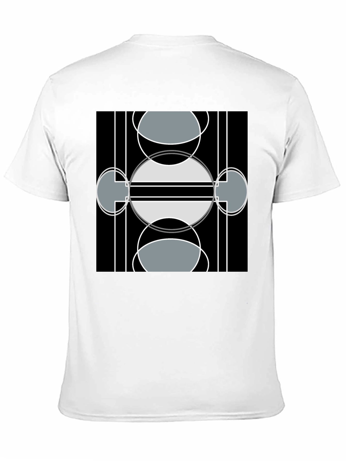 Black Modern Geometric Design Black T-Shirt view 11