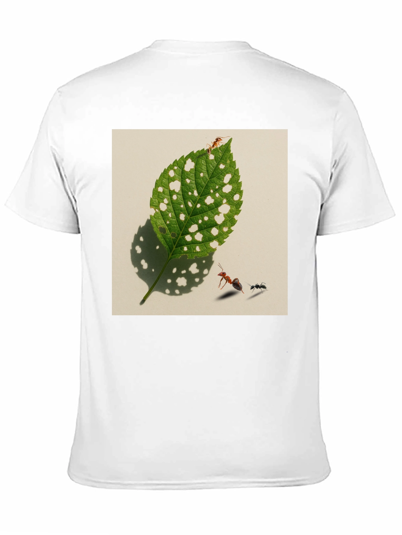Black Ants & Leaf Graphic Tee - Unique Nature Shirt view 11