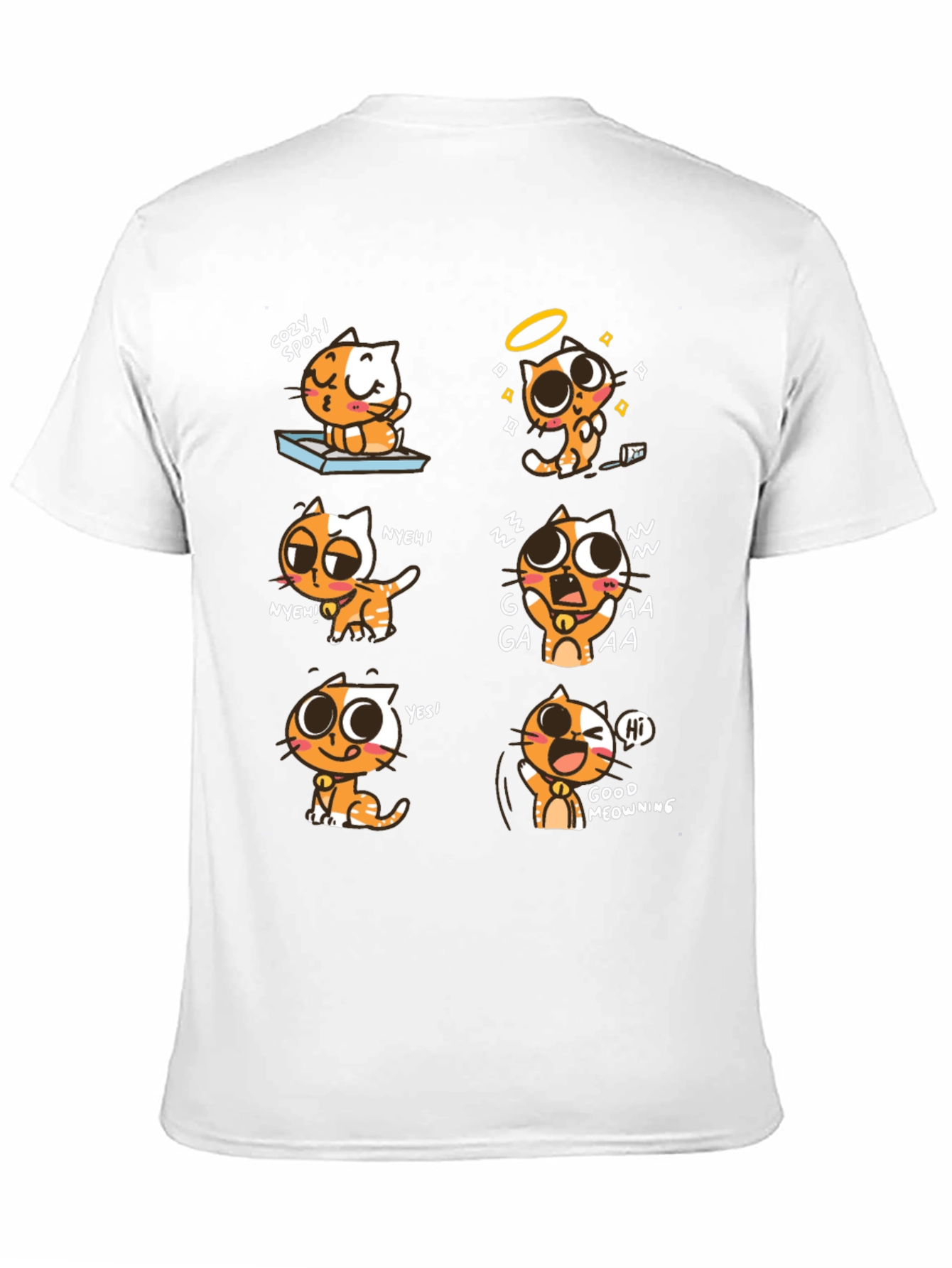 Black Cartoon Cat Graphic Tee -  Playful Comfort view 11