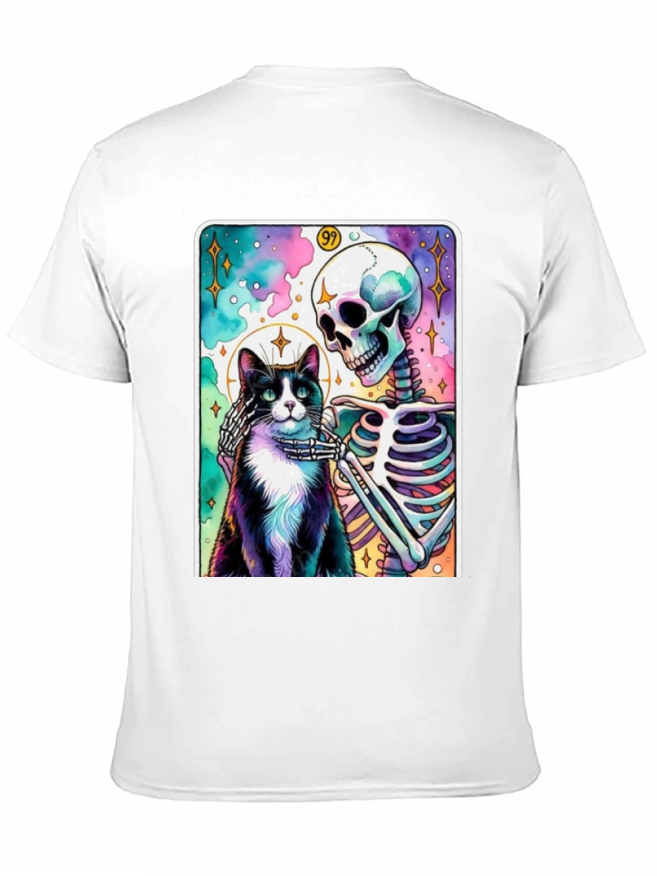 Black Cat & Skeleton Graphic Tee - Unique Design view 11